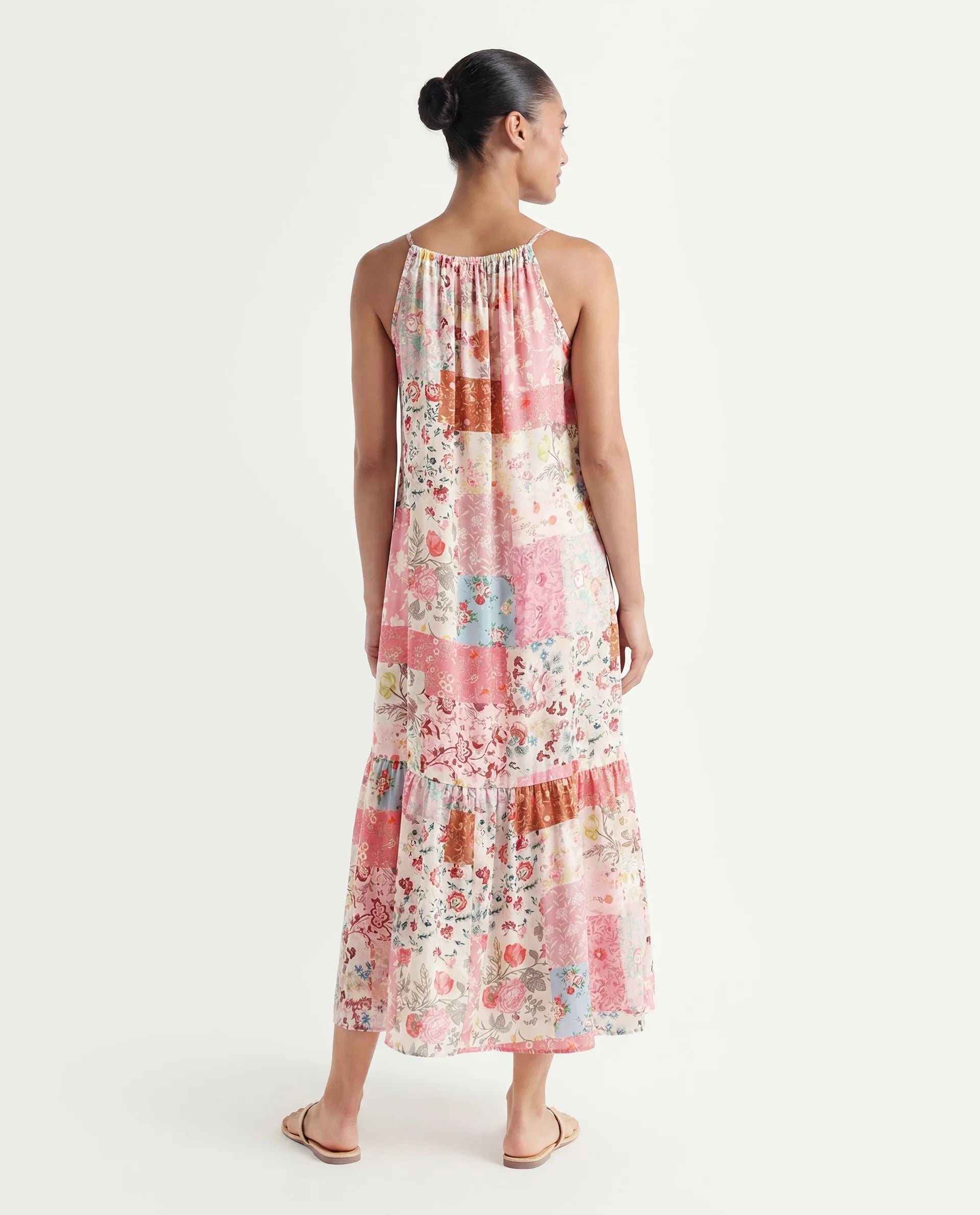 Rareism Women's Katie Multi Polyester Shoulder Strap Floral Print Shoulder Strap Maxi Regular Fit Dress