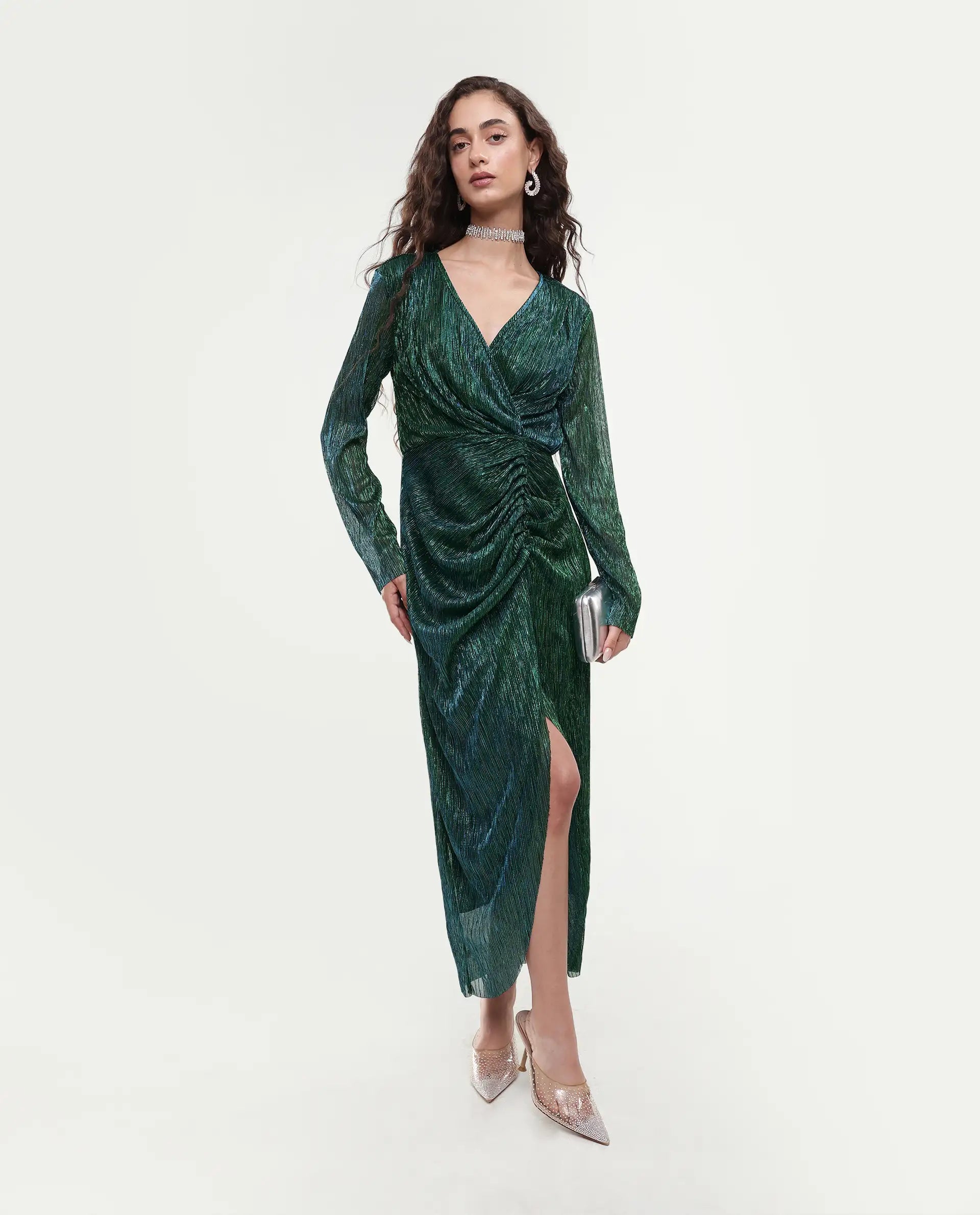 green shimmer maxi dress Karina Sequin Maxi Dress Dark Green Gown