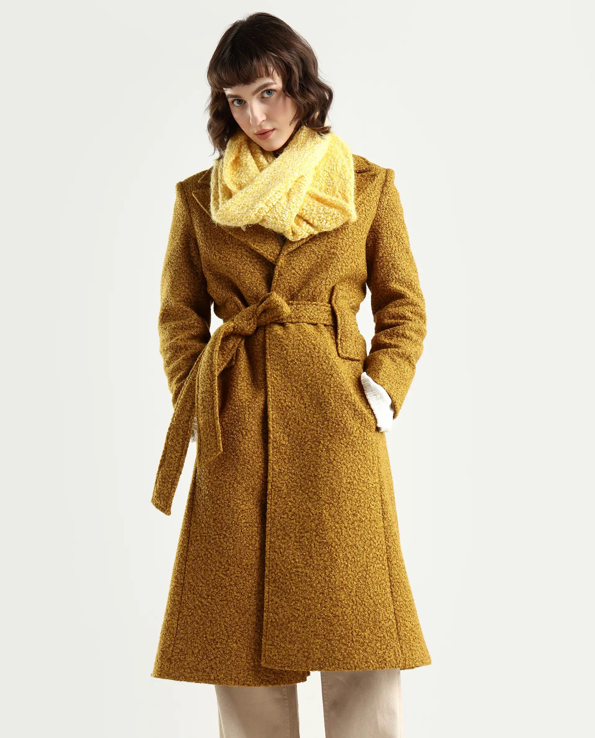 Rareism Women Infinn Yellow Plain Muffler