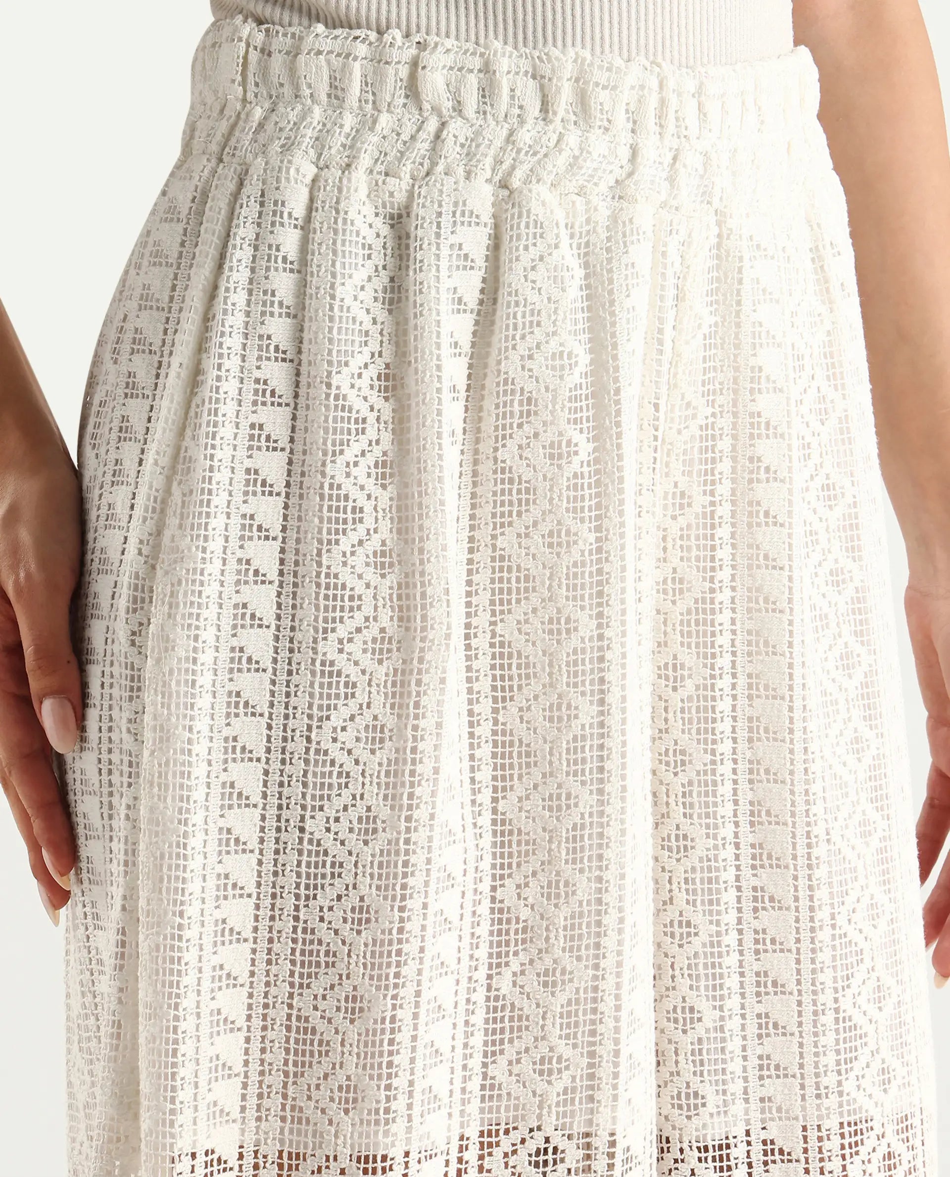 Rareism Women's Jancodam-B Beige Cotton Plain Ankle Length Wide Trouser