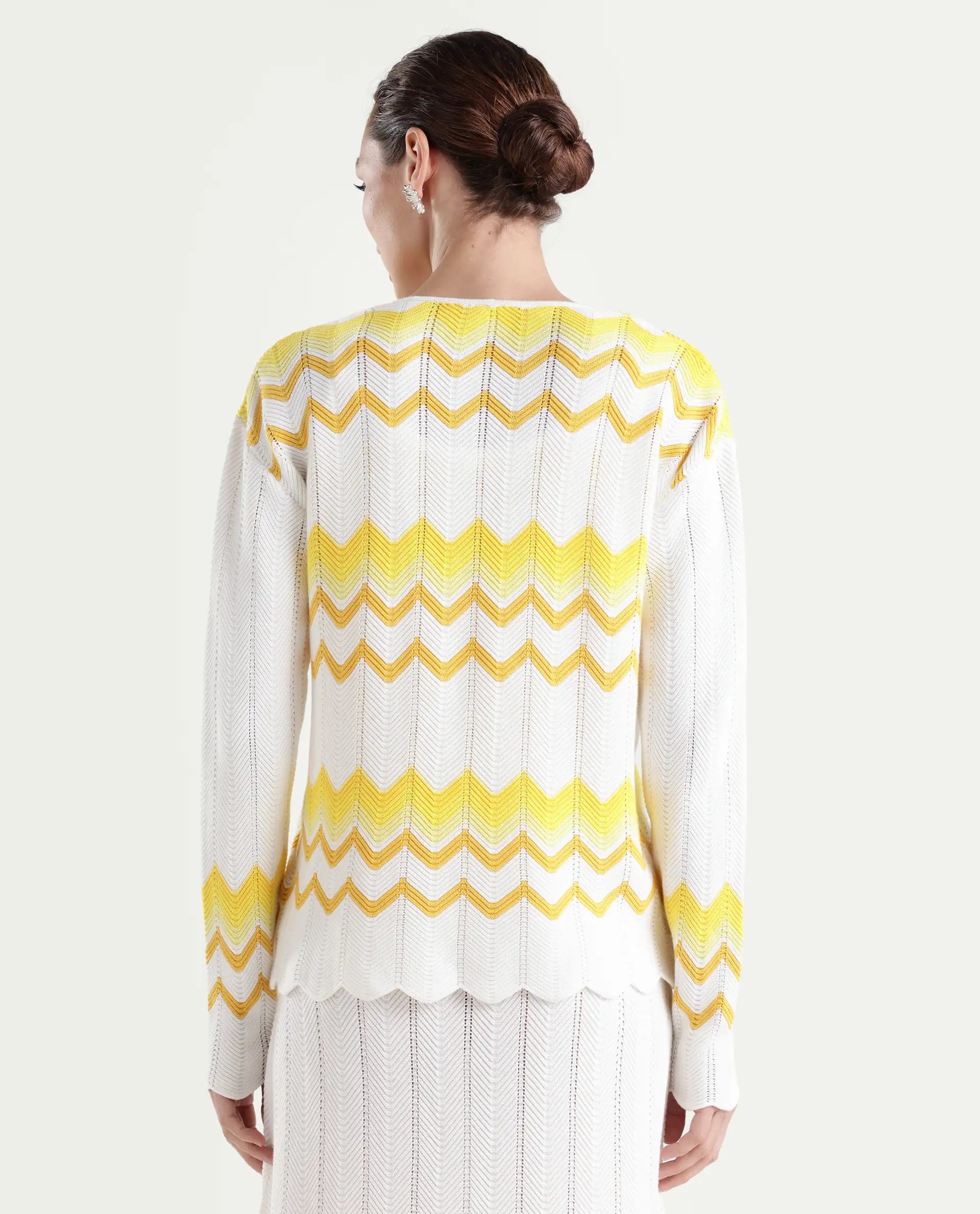 Rareism Women's Nupstir-S Yellow Cotton Collarless Plain Relaxed Fit Shrug