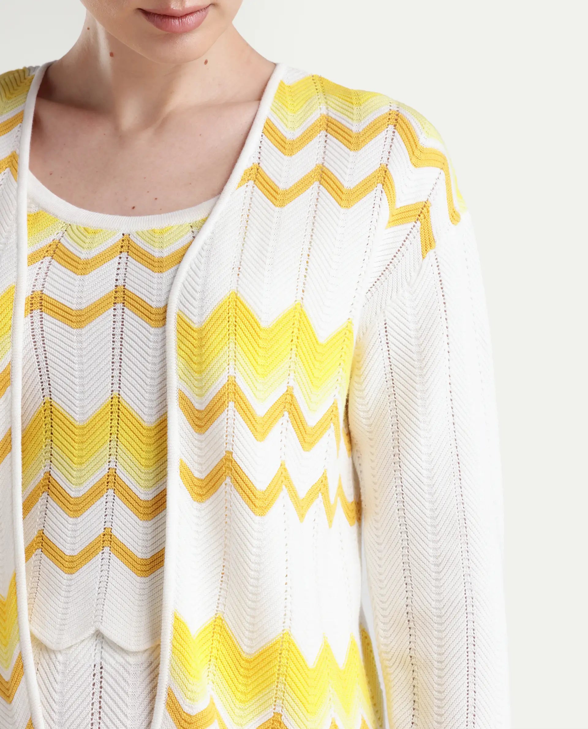 Rareism Women's Nupstir-S Yellow Cotton Collarless Plain Relaxed Fit Shrug