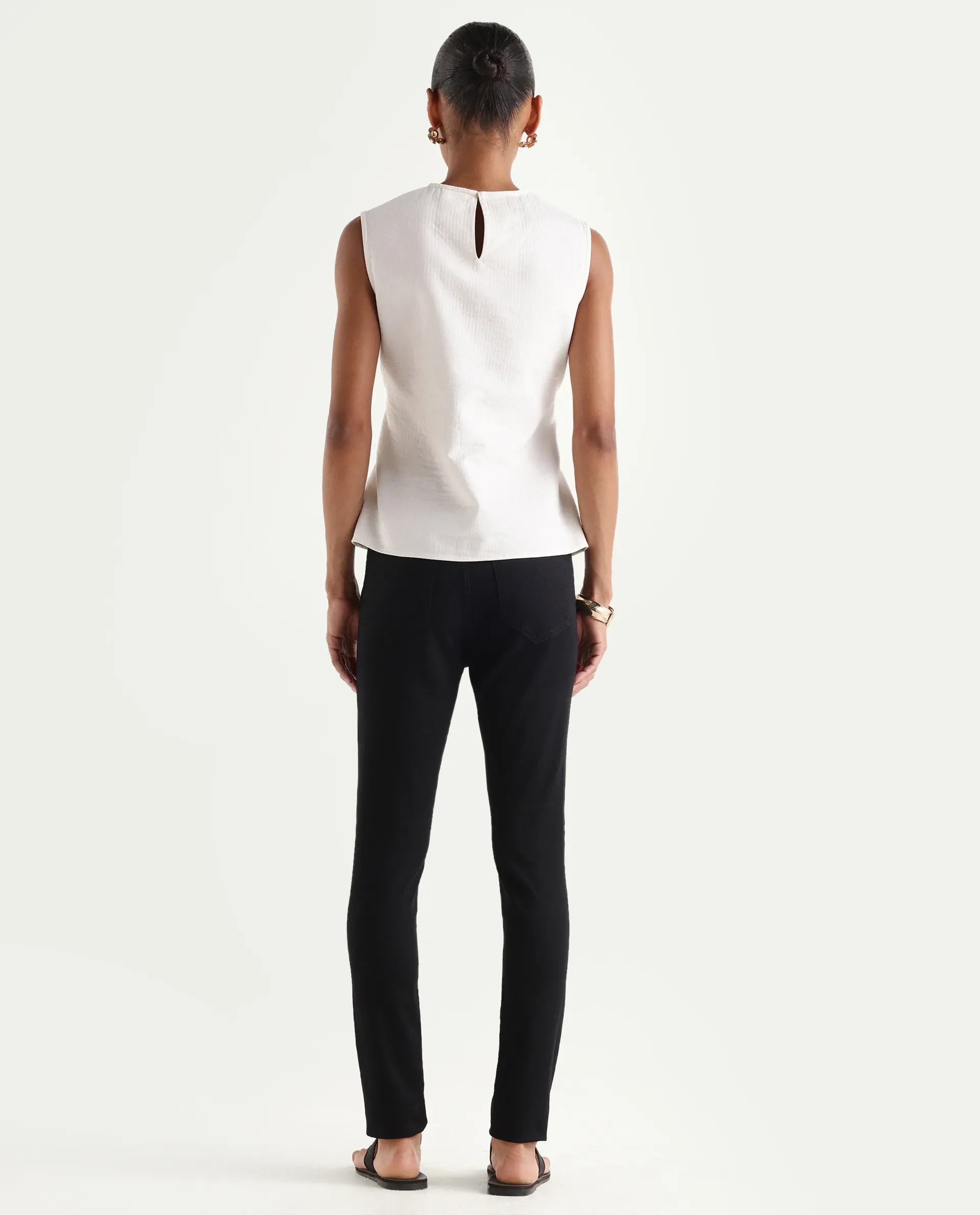 Rareism Women's Dengo Black Cotton Blend Skinny Plain Jeans