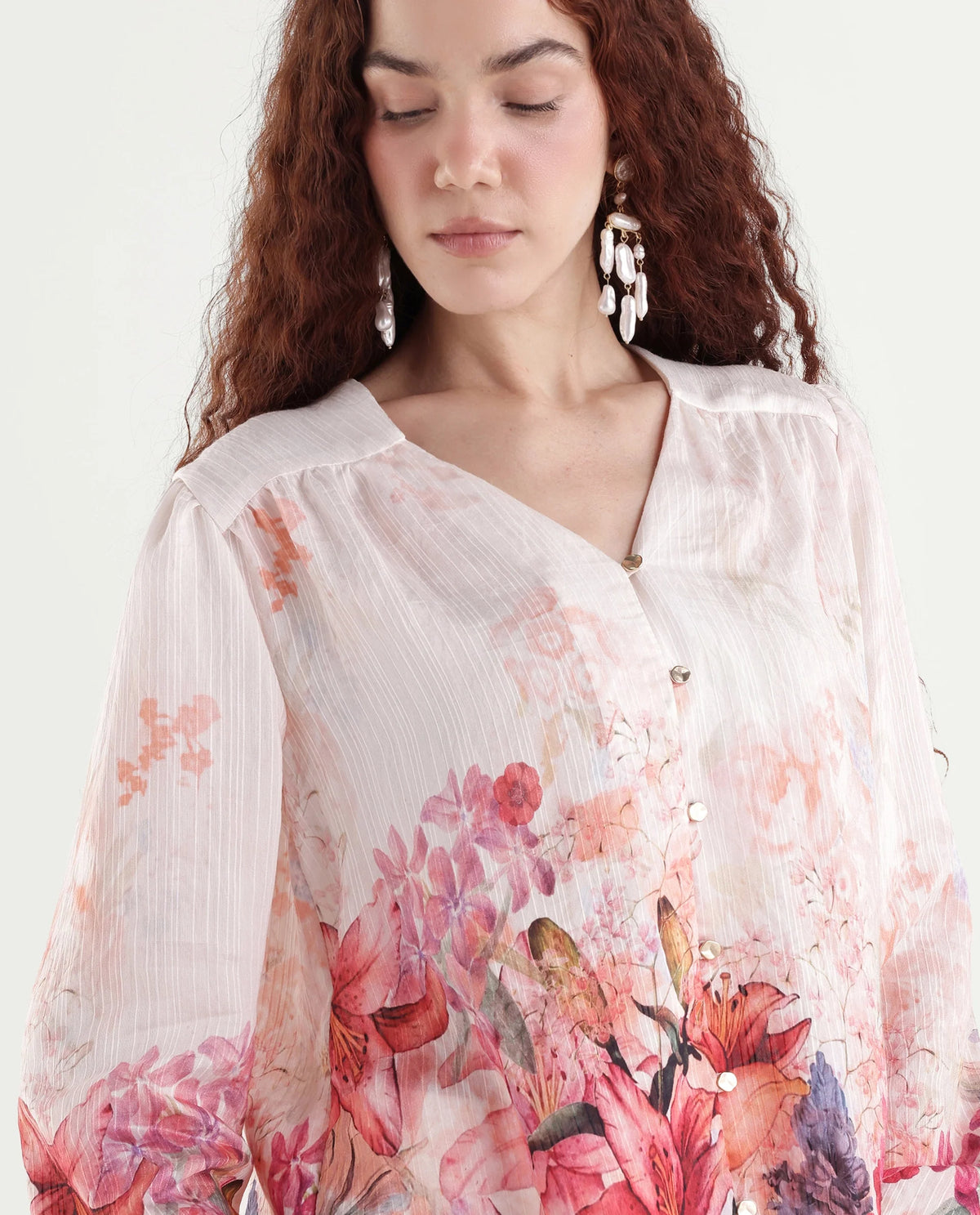 Rareism Women's Aerit Multi Viscose Blend Full Sleeve Regular Fit Floral Print Top