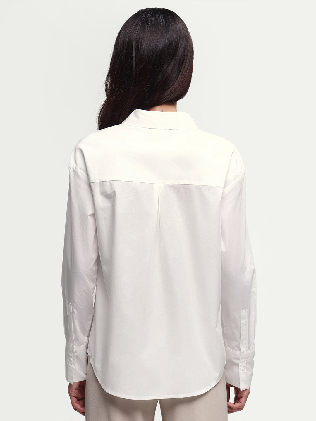Rareism Women's Mewoki White Cotton Full Sleeve Spread Collar Regular Plain Shirt