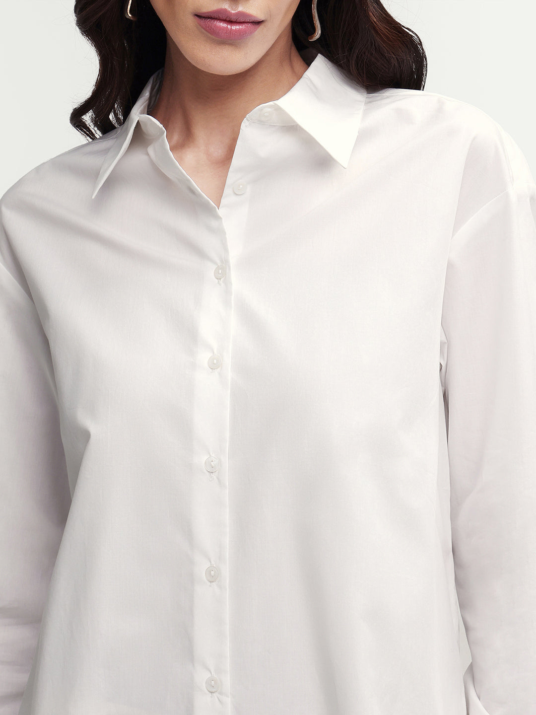 Rareism Women's Mewoki White Cotton Full Sleeve Spread Collar Regular Plain Shirt