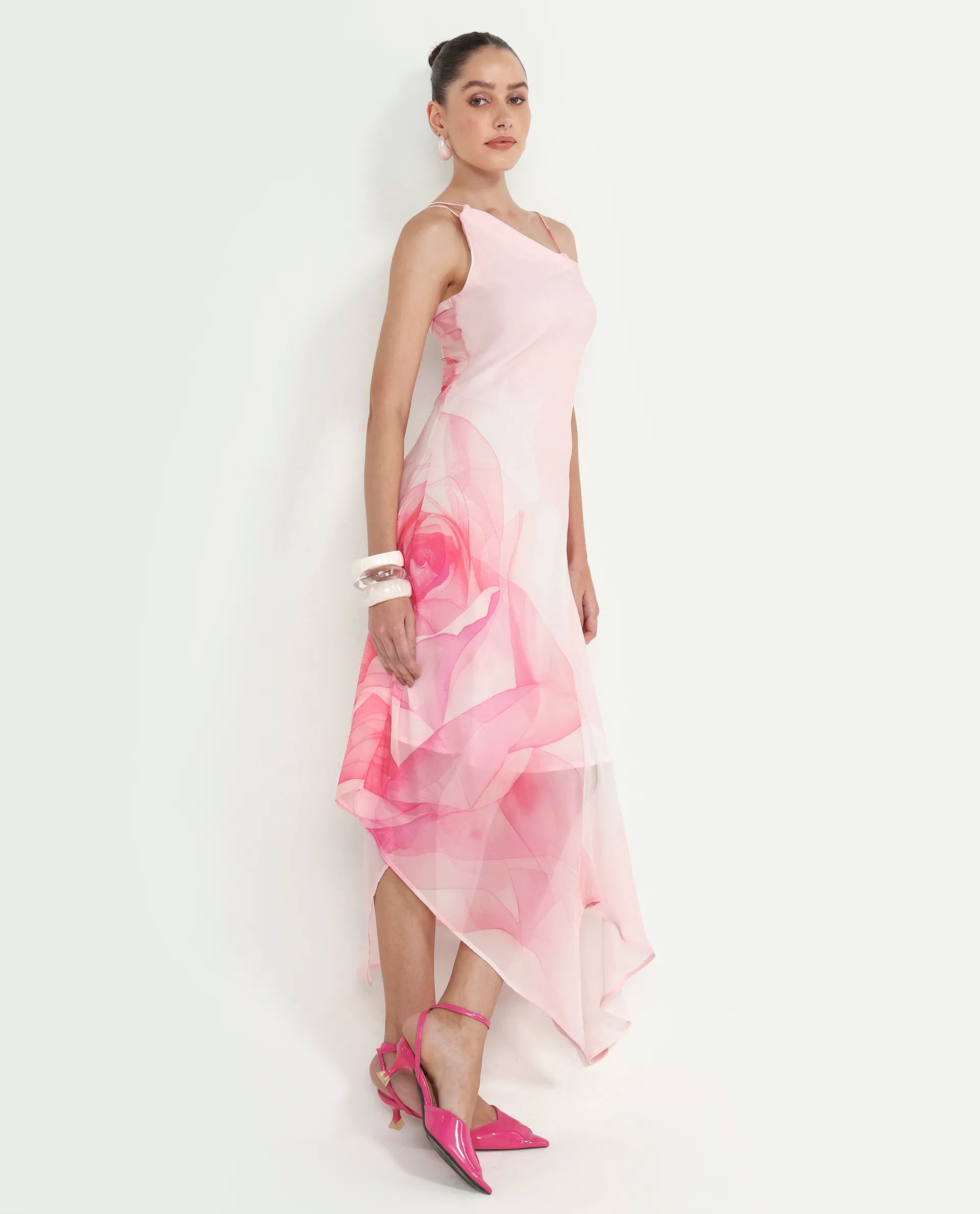 Rareism Women's Minzo Light Pink Viscose Sleeveless One Shoulder Asymm Rareism Women's Minzo Light Pink Viscose Sleeveless One Shoulder Asymm