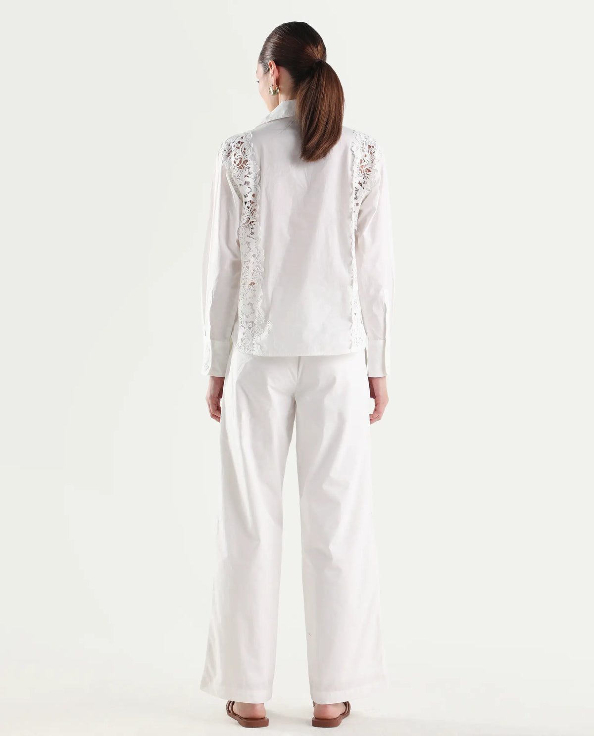 Rareism Women's Mysa-B Off White Cotton Straight Plain Trouser