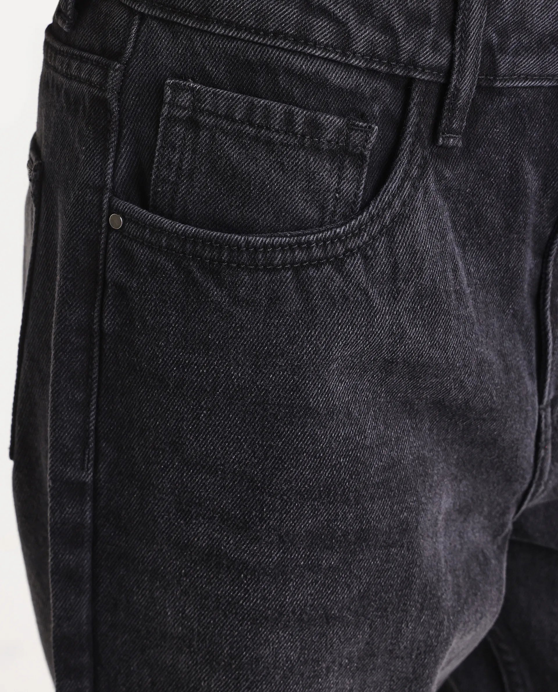 Rareism Women's Strine Black Cotton Straight Fit Plain Jeans