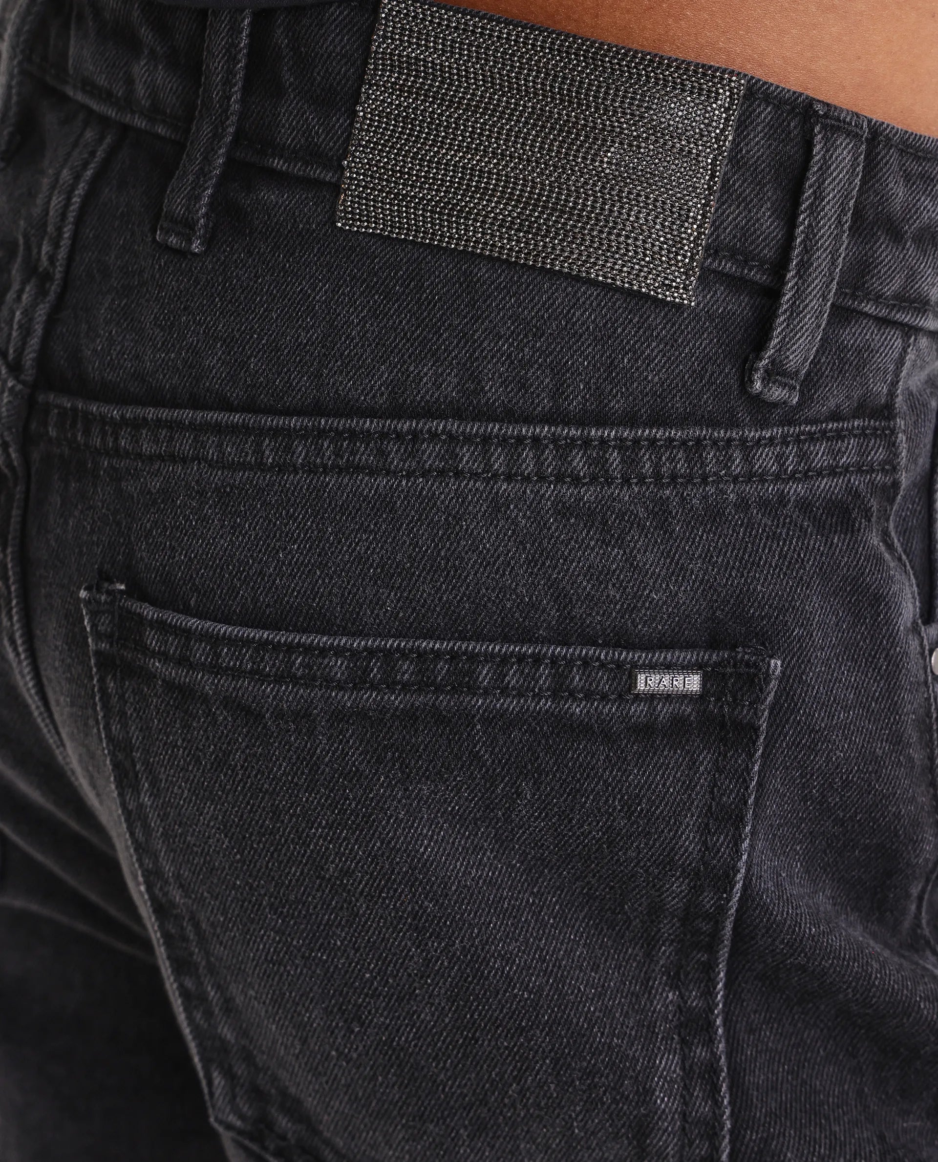 Rareism Women's Strine Black Cotton Straight Fit Plain Jeans