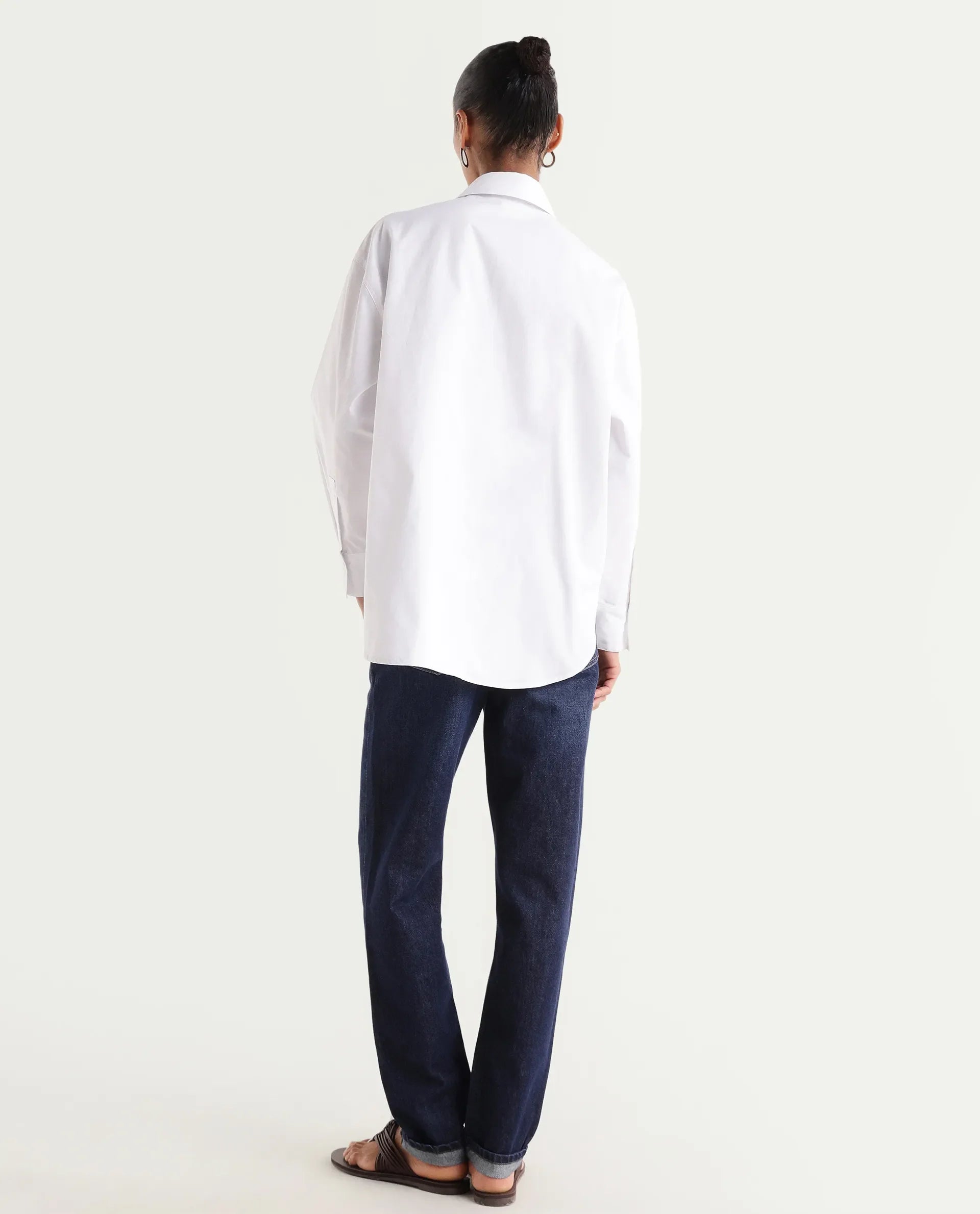 Rareism Women's Momind Dark Navy Cotton Blend Mom Fit Plain Jeans