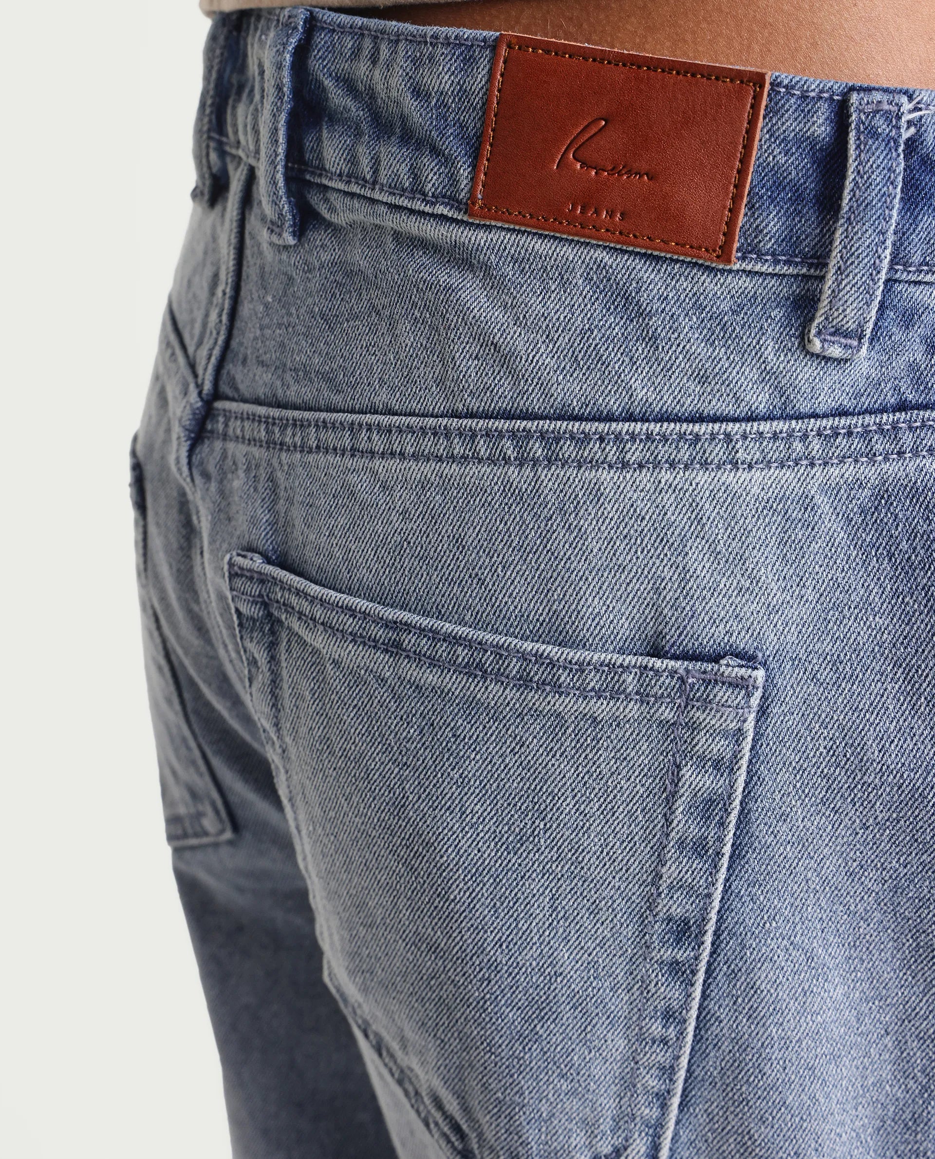 Rareism Women's Ribane Light Blue Cotton Wide Leg Plain Jeans