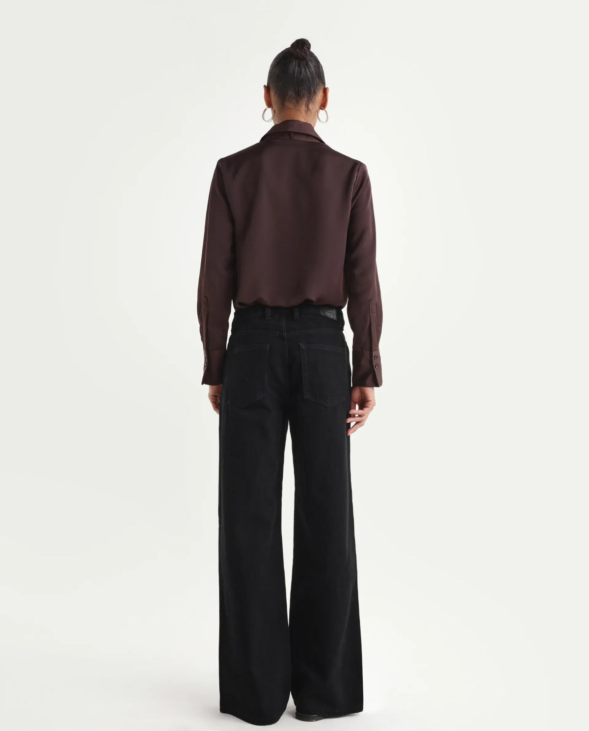Rareism Women's Ribexa Black Cotton Wide Leg Plain Jeans
