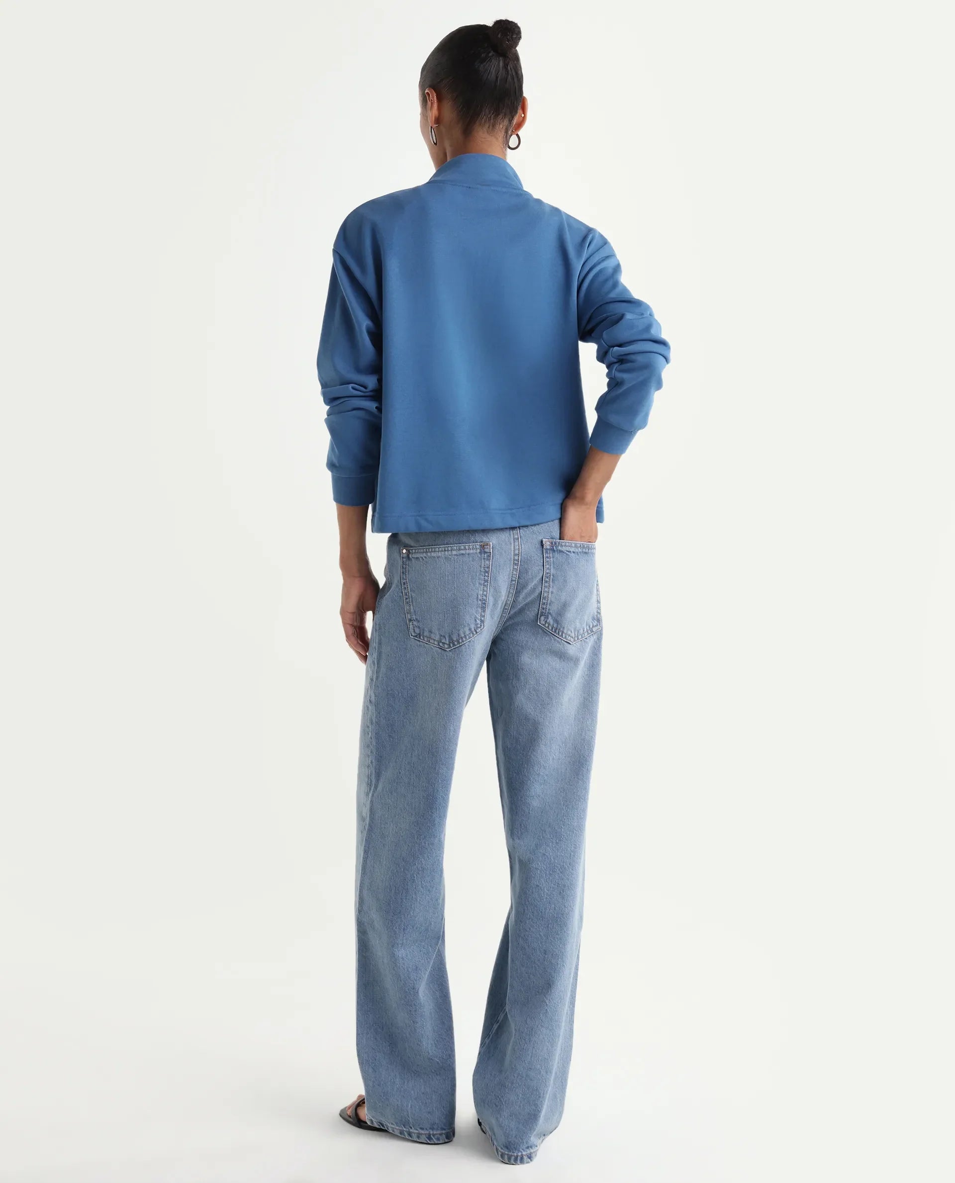 Rareism Women's Regara Light Blue Cotton Regular Fit Plain Jeans