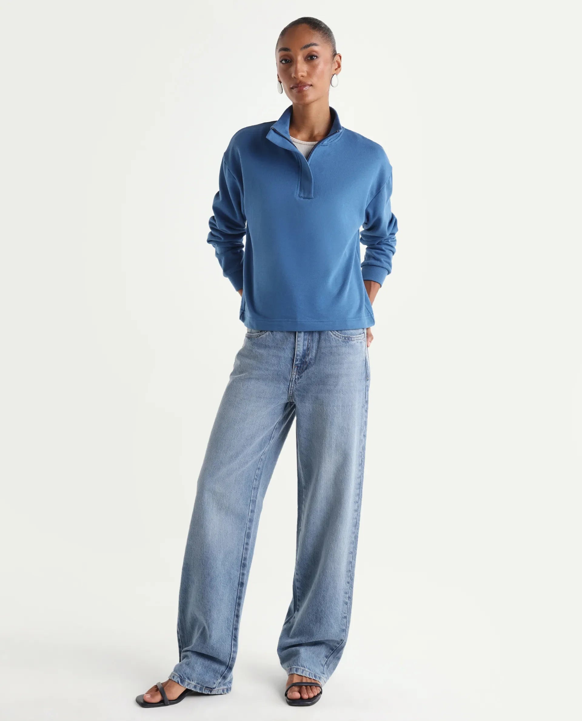 Rareism Women's Regara Light Blue Cotton Regular Fit Plain Jeans