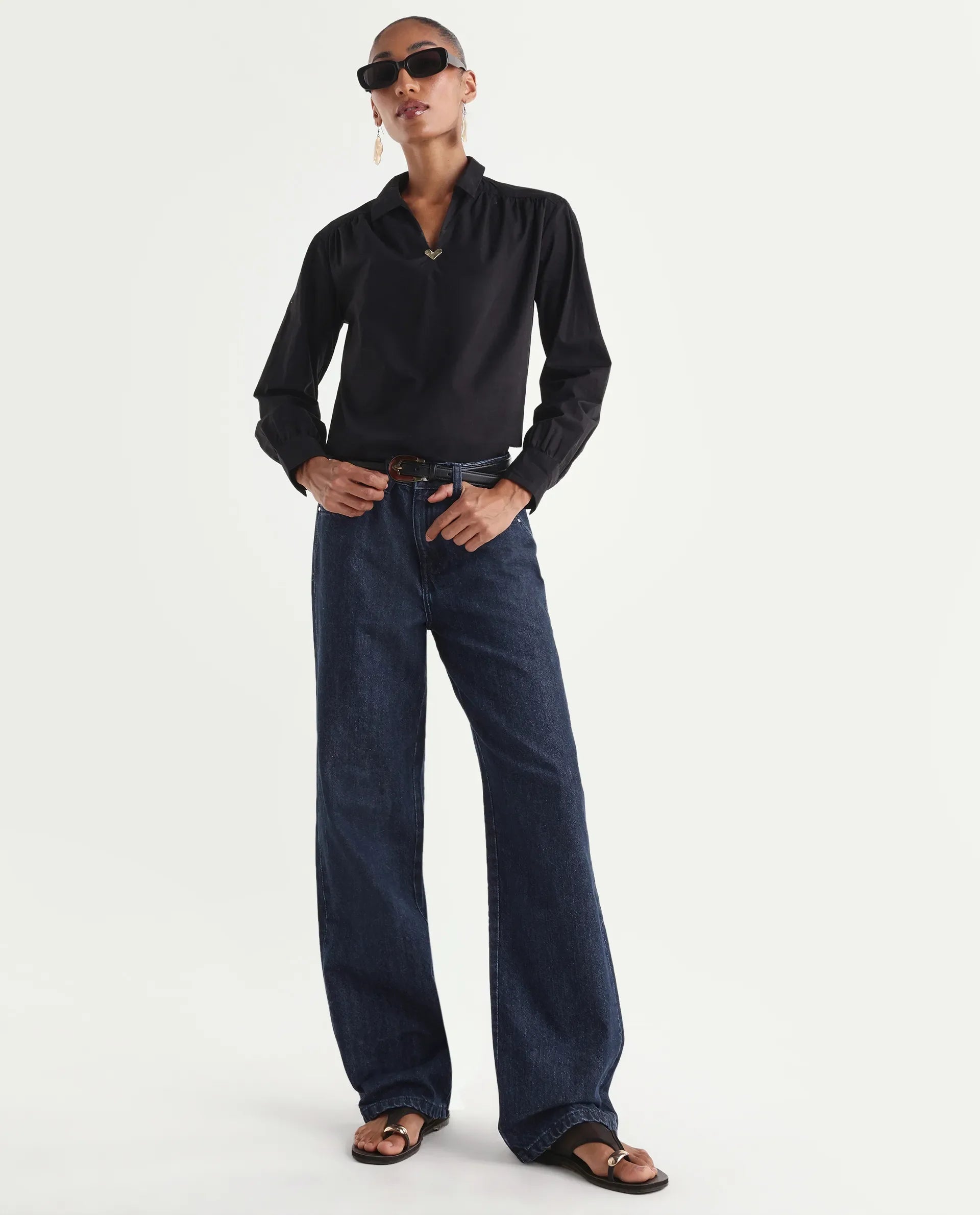 Rareism Women's Reglin Dark Blue Cotton Regular Fit Plain Jeans