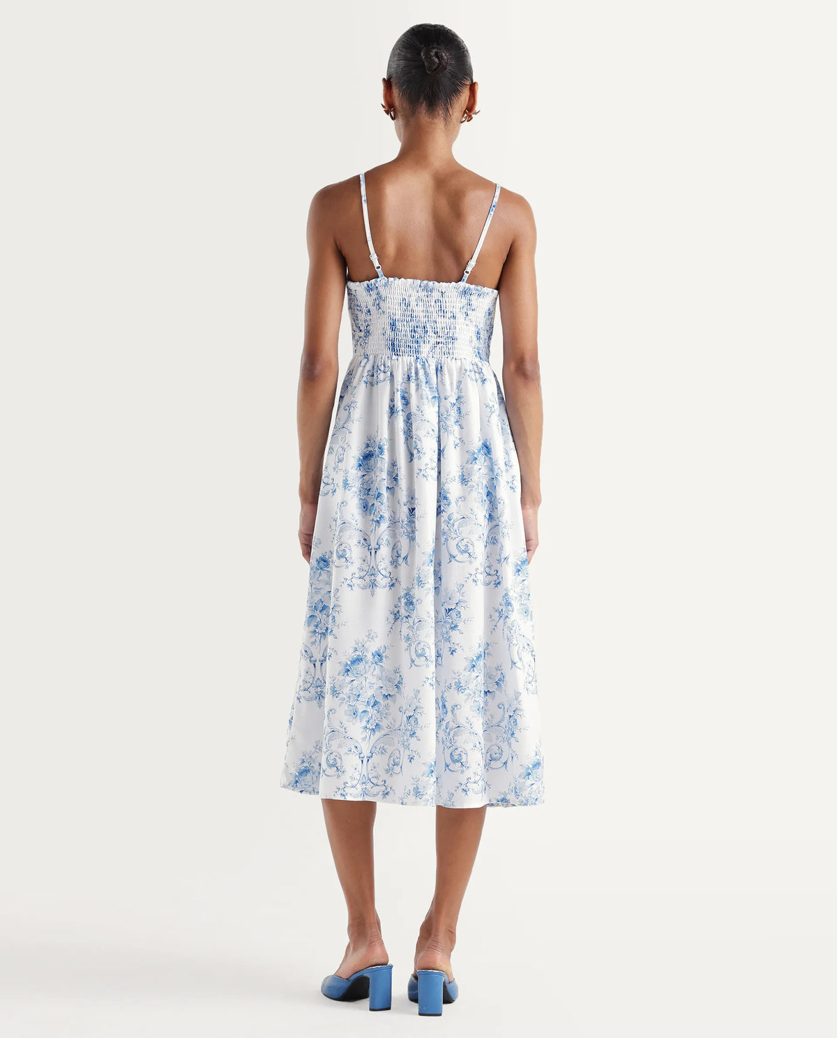 Rareism Women's Vaniko White Polyester Tube Neck Fit And Flare Floral Print Dress