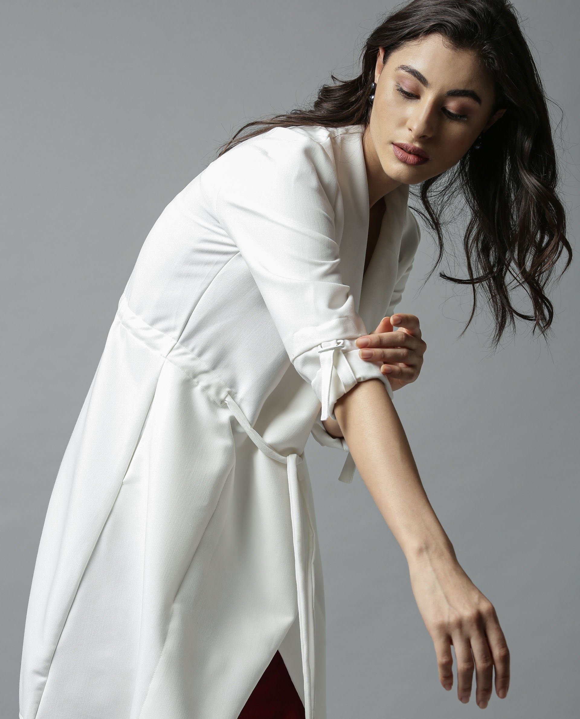 Rareism Women Tokyo White Overlayer Full Sleeves Solid