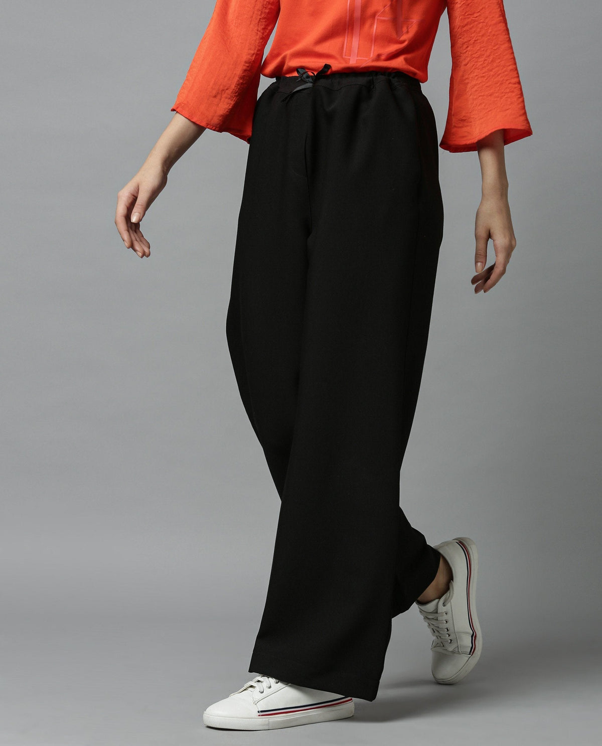 Rareism Women Delta Black Trousers Solid