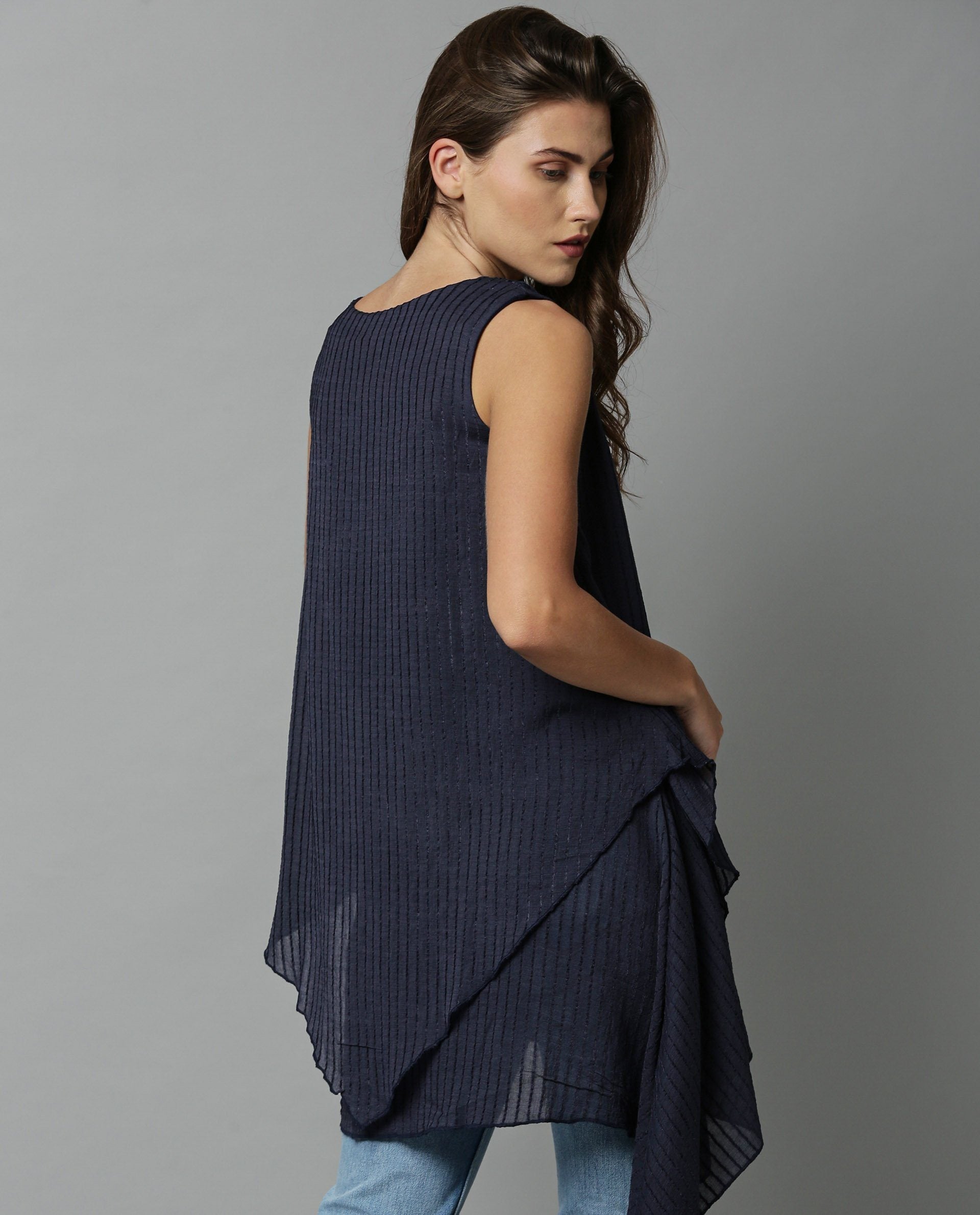 Rareism Women Cosmo Navy Top Sleeveless