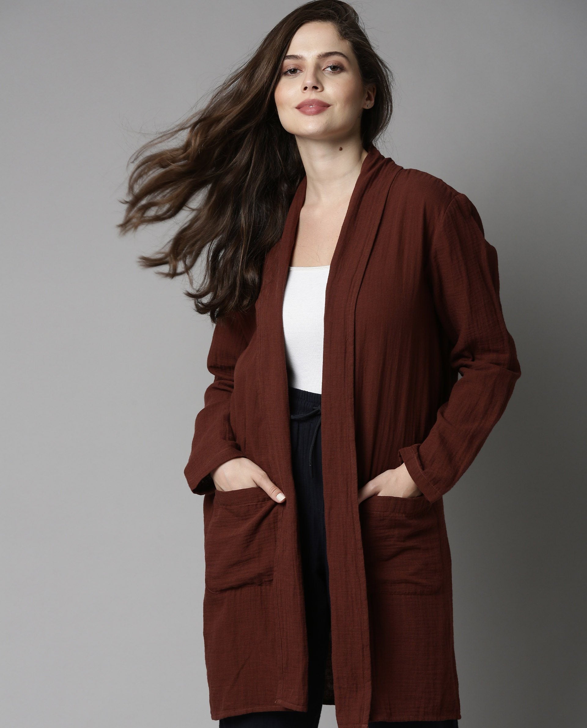 Rareism Women Slop Brown Overlayer Solid