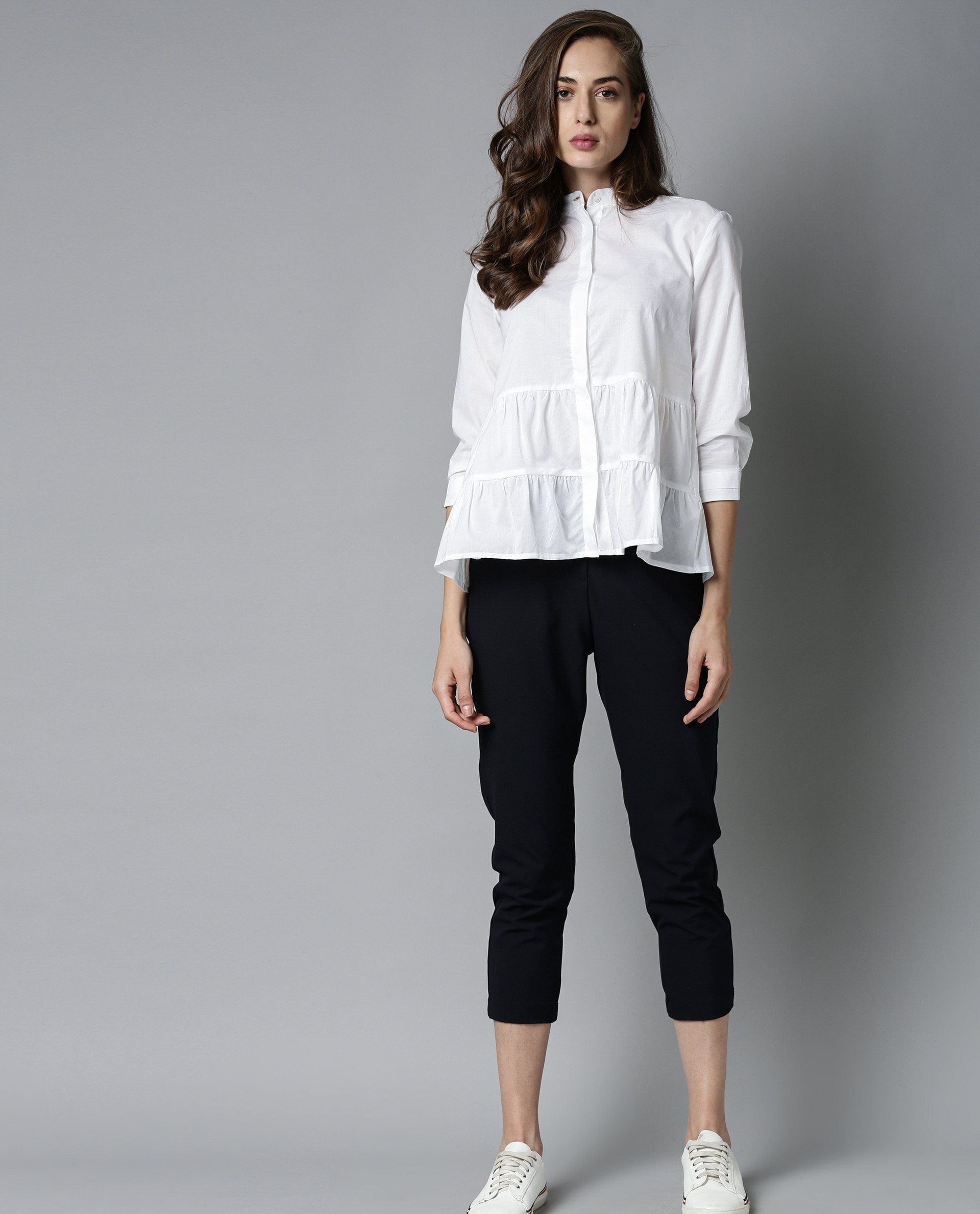 Rareism Women Voka White Top Full Sleeves Solid