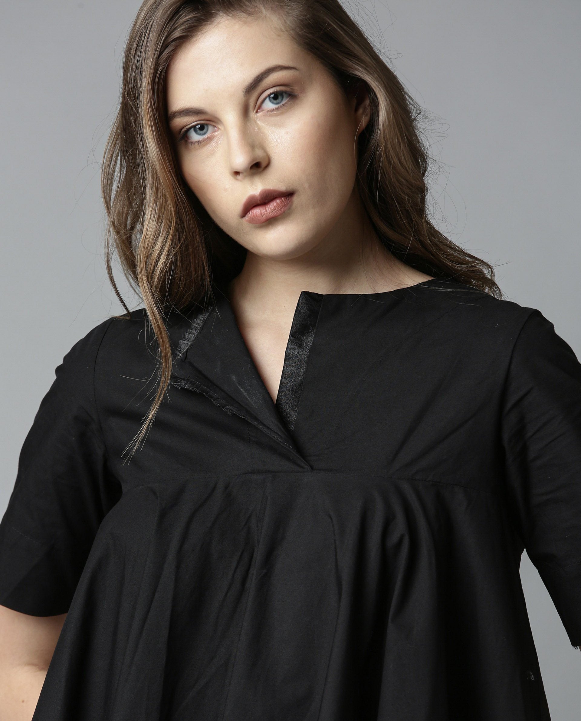 Rareism Women 45200 Black Dress Short Sleeves