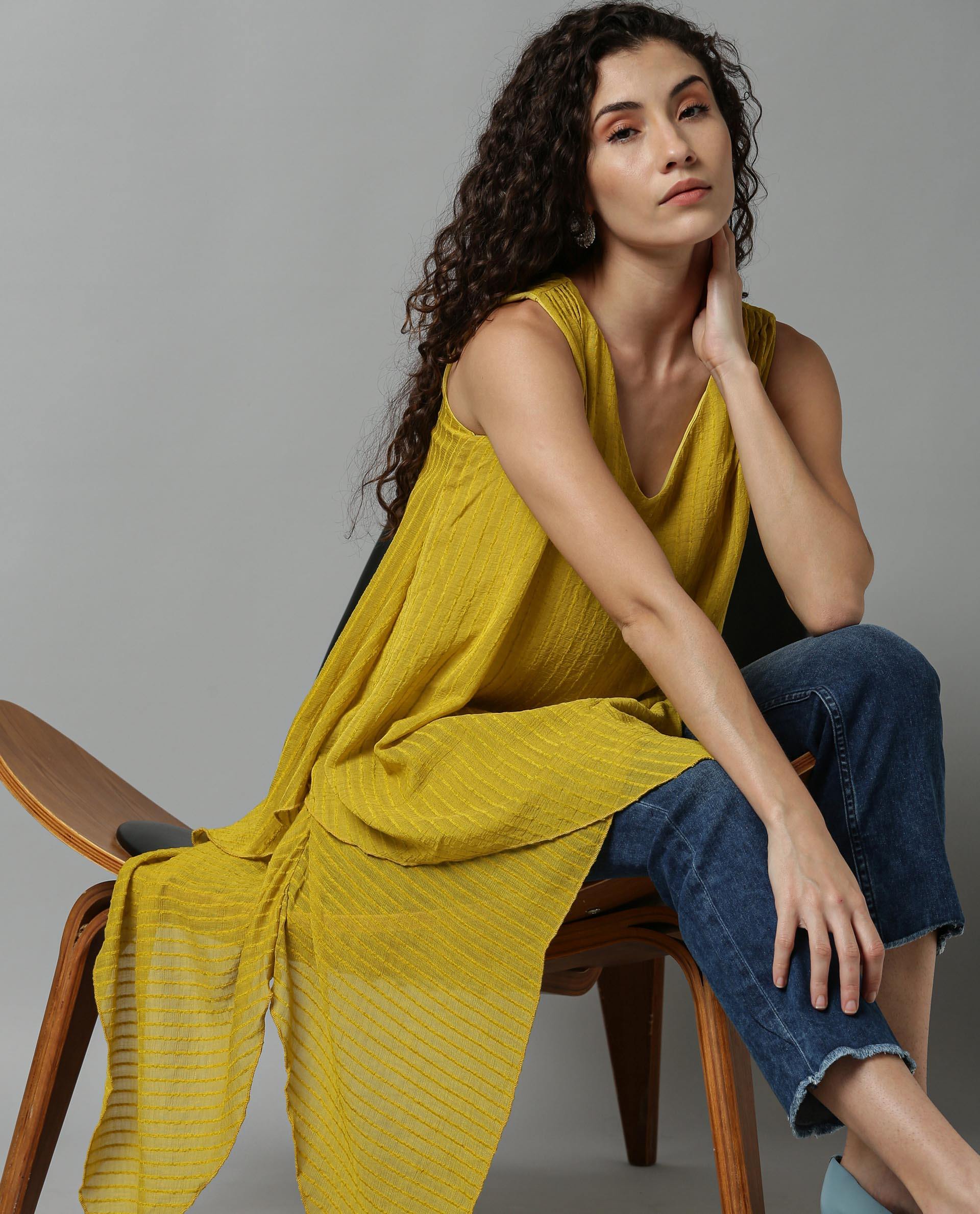 Rareism Women Cosmo Yellow Top Sleeveless