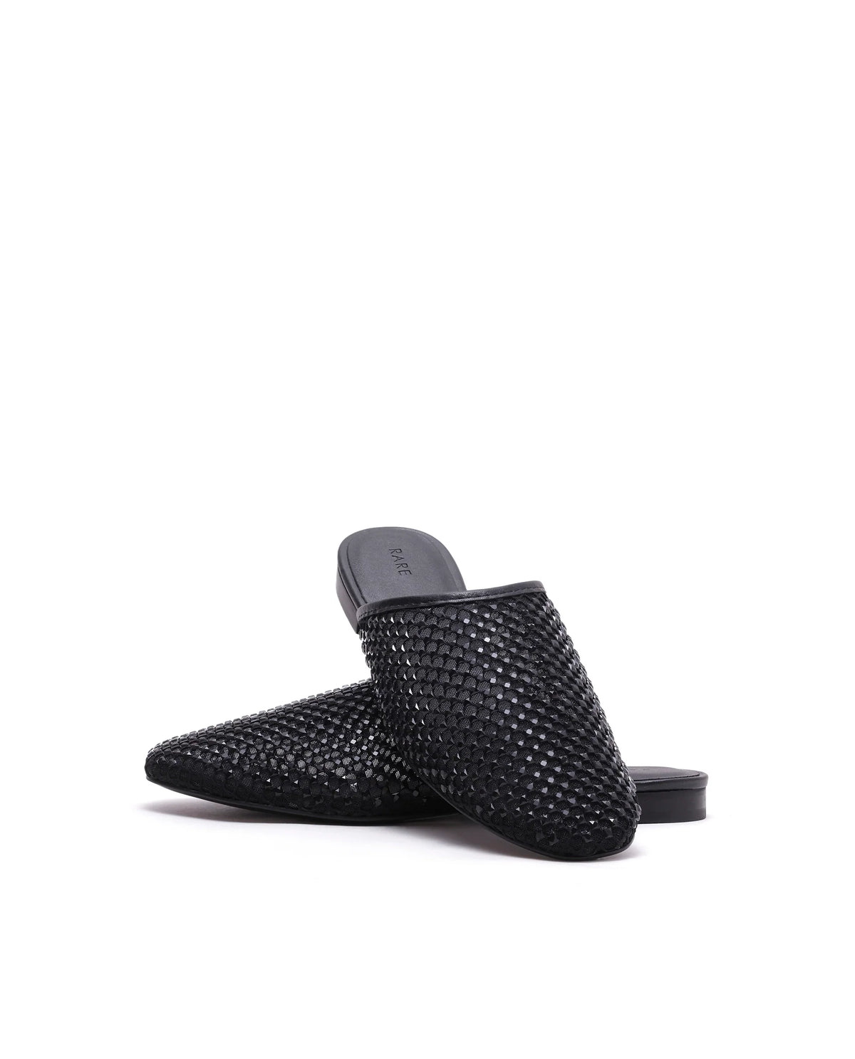 Rarez Women's Aira Black Micro Fiber & Mesh Low Flats