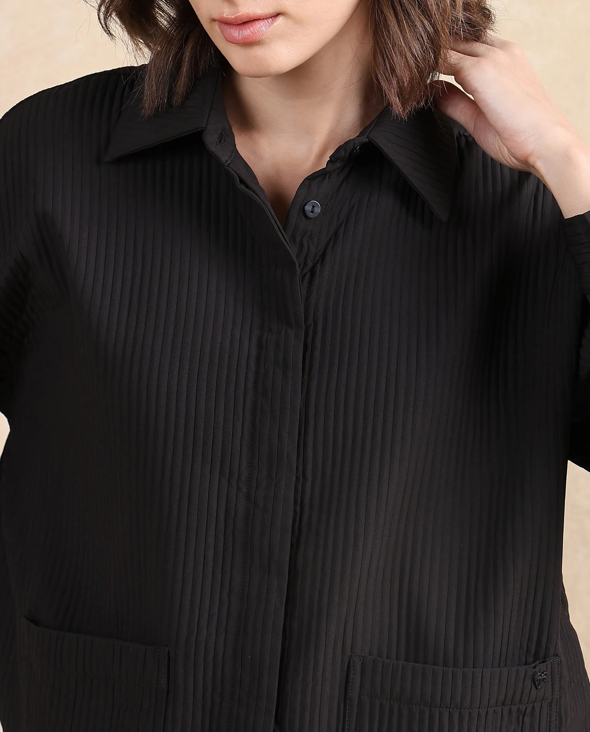 Rareism Women Albury Black Plain Jacket