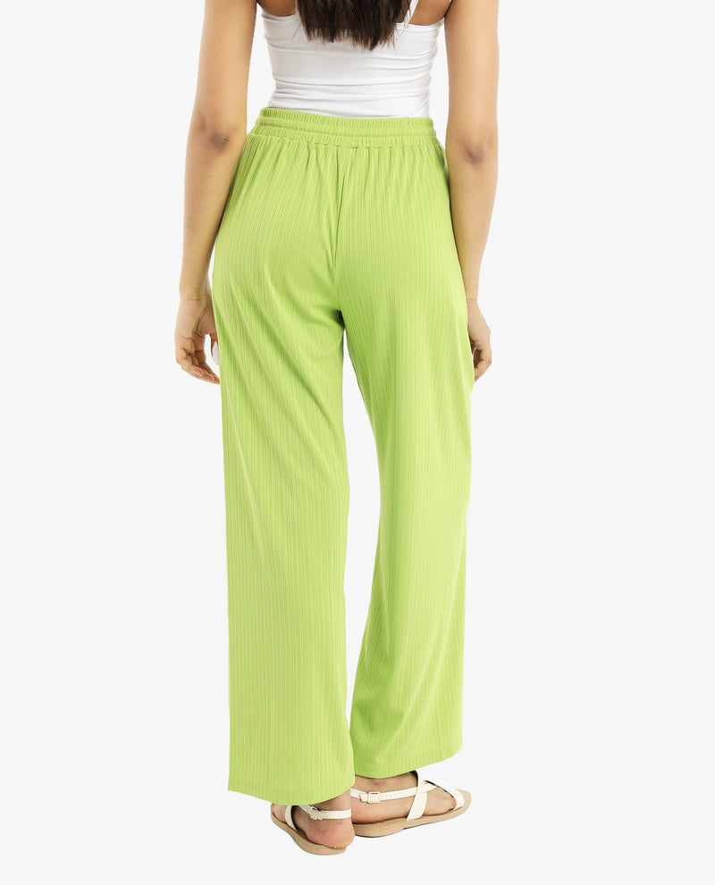 Rareism Women Alcazar Flouroscent Green Poly Viscose Elastane Fabric Ankle Length Trouser