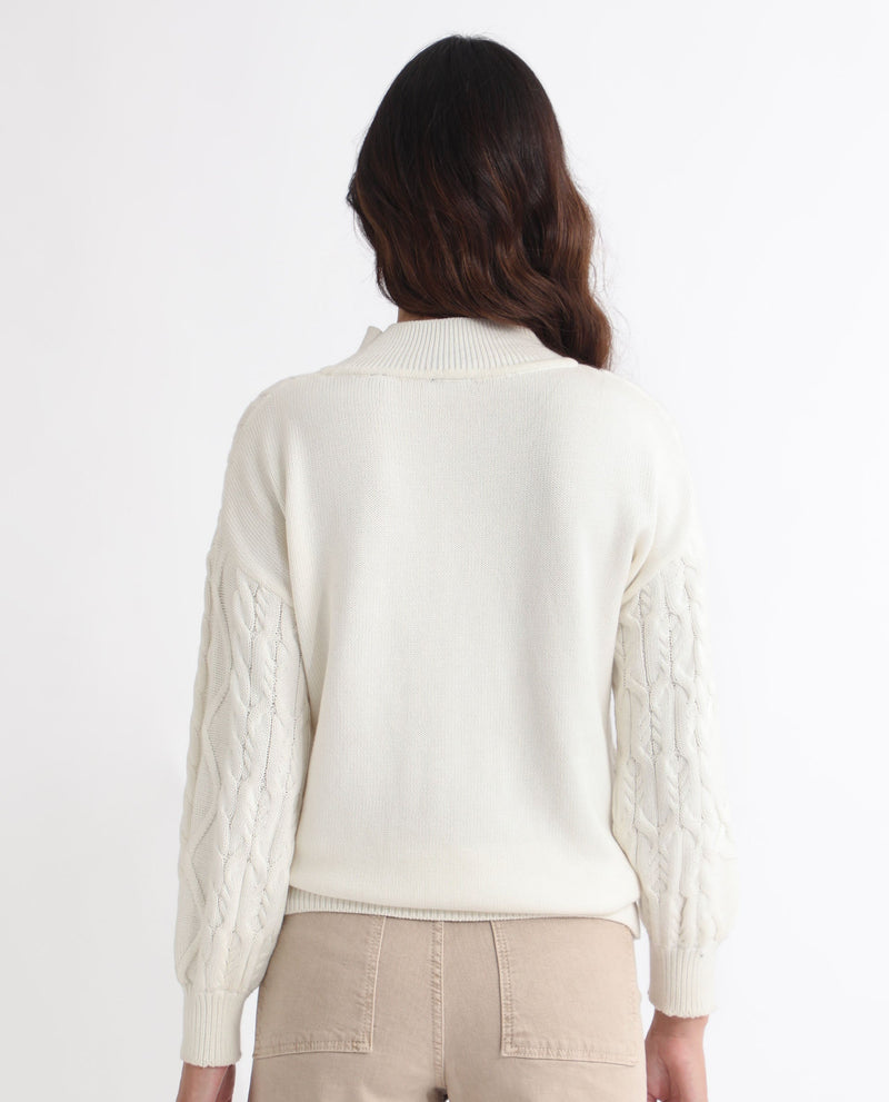 Rareism Women Allen Off White Cotton Fabric Full Sleeves Turtle Neck Regular Fit Plain Sweater