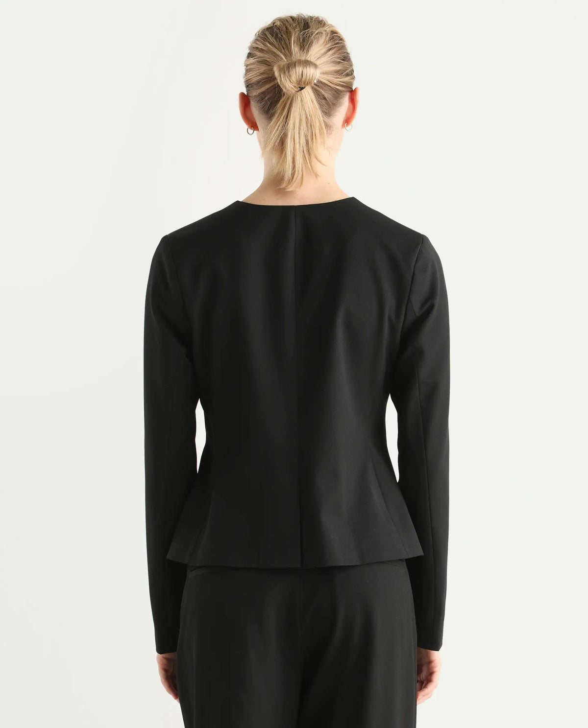 Rareism Women's Allenso Black Polyester Blend Full Sleeve Plain Blazer