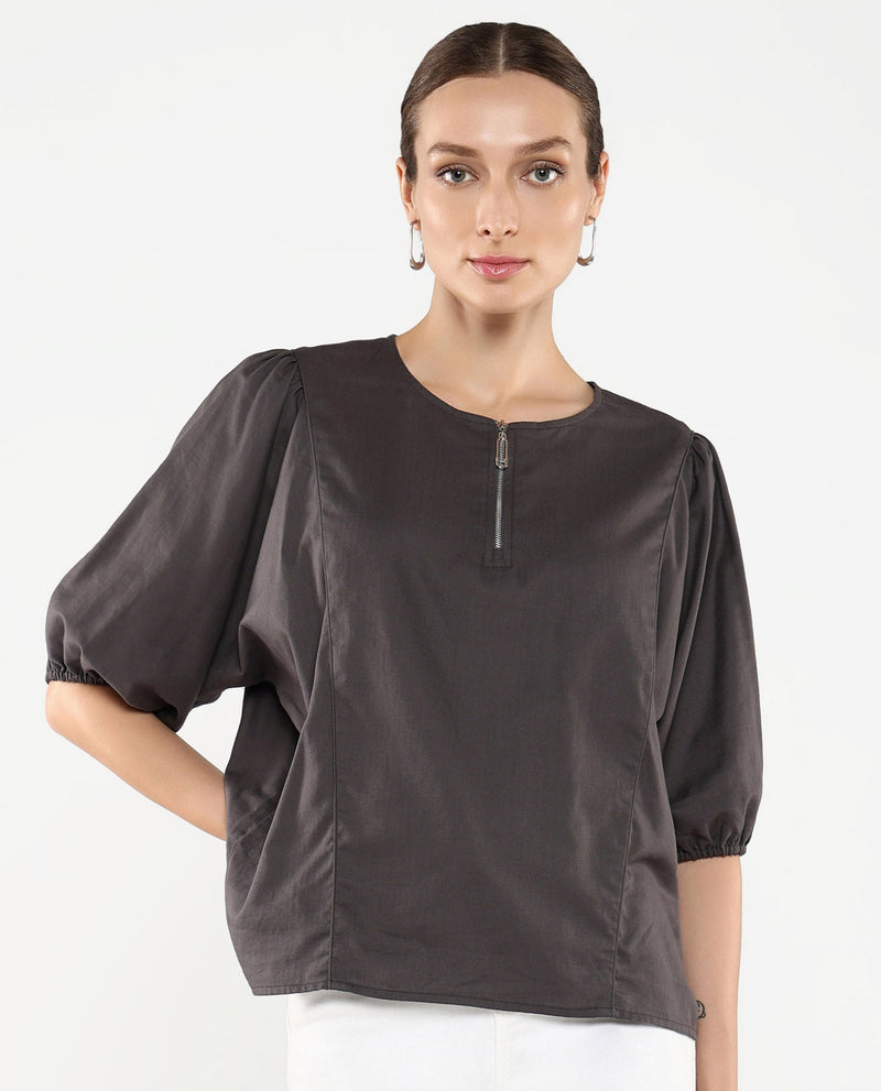 Rareism Women Artemis Grey Plain Top