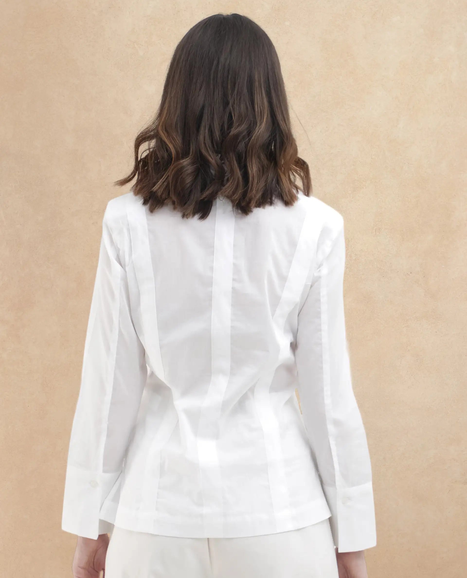 Rareism Women's Arthur White Cotton Drop Collar Plain Cuffed Sleeve Regular Fit Shirt