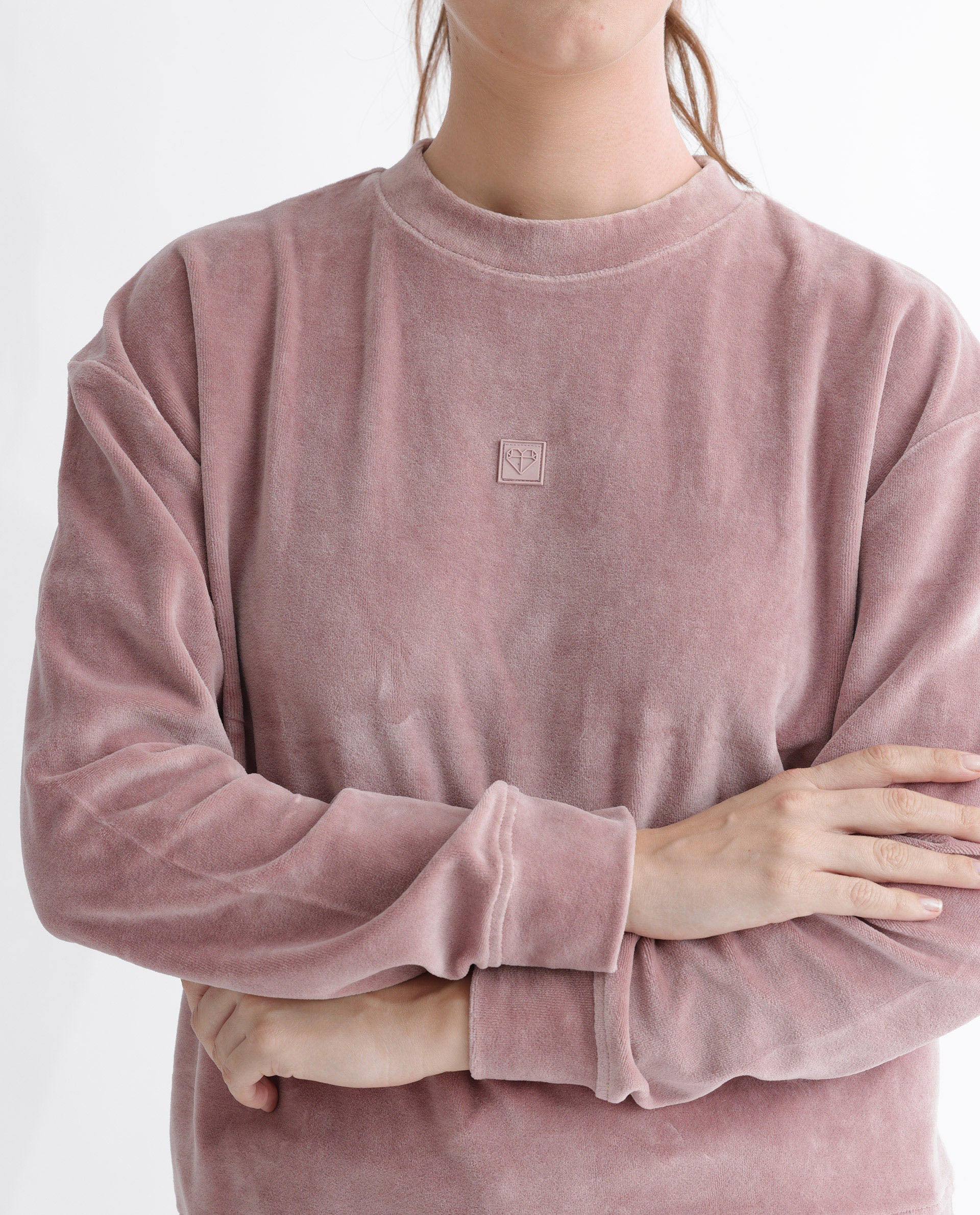 Rareism Women's Micolo Dusky Pink Cotton Blend Crew Neck Graphic Print Cuffed Sleeve Regular Fit Sweatshirt