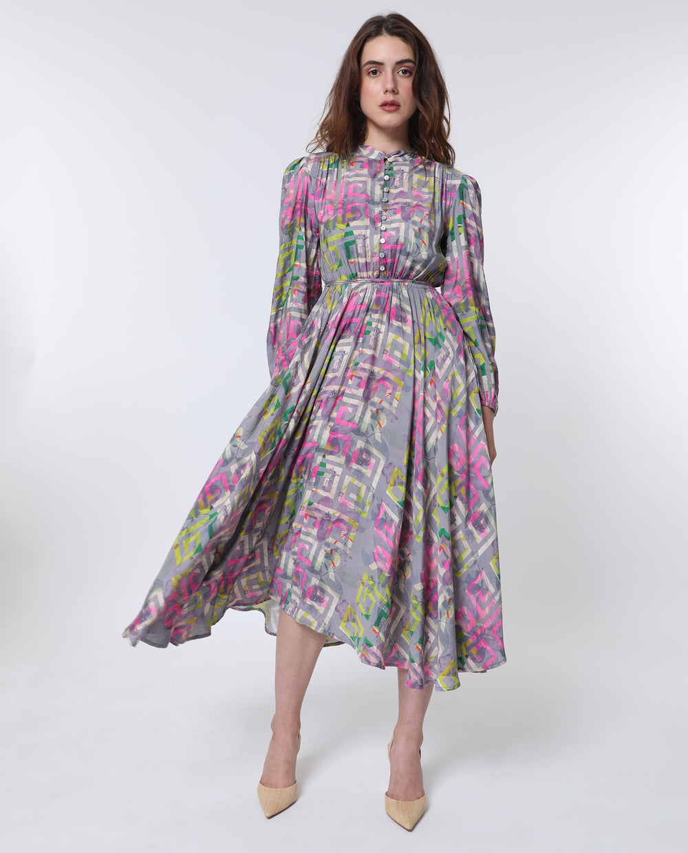 Rareism Women's Austir Multi Polyester Fabric Full Sleeves Button ...