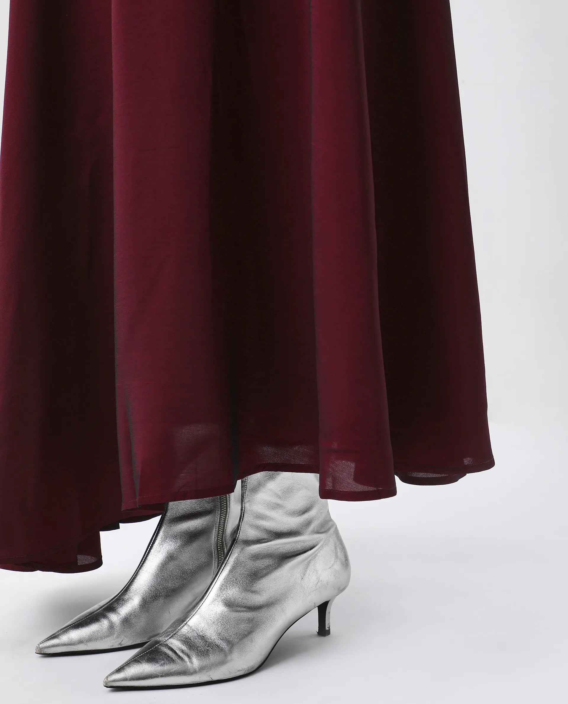 Rareism Women's Avinij B Maroon Polyester Flared Skirt