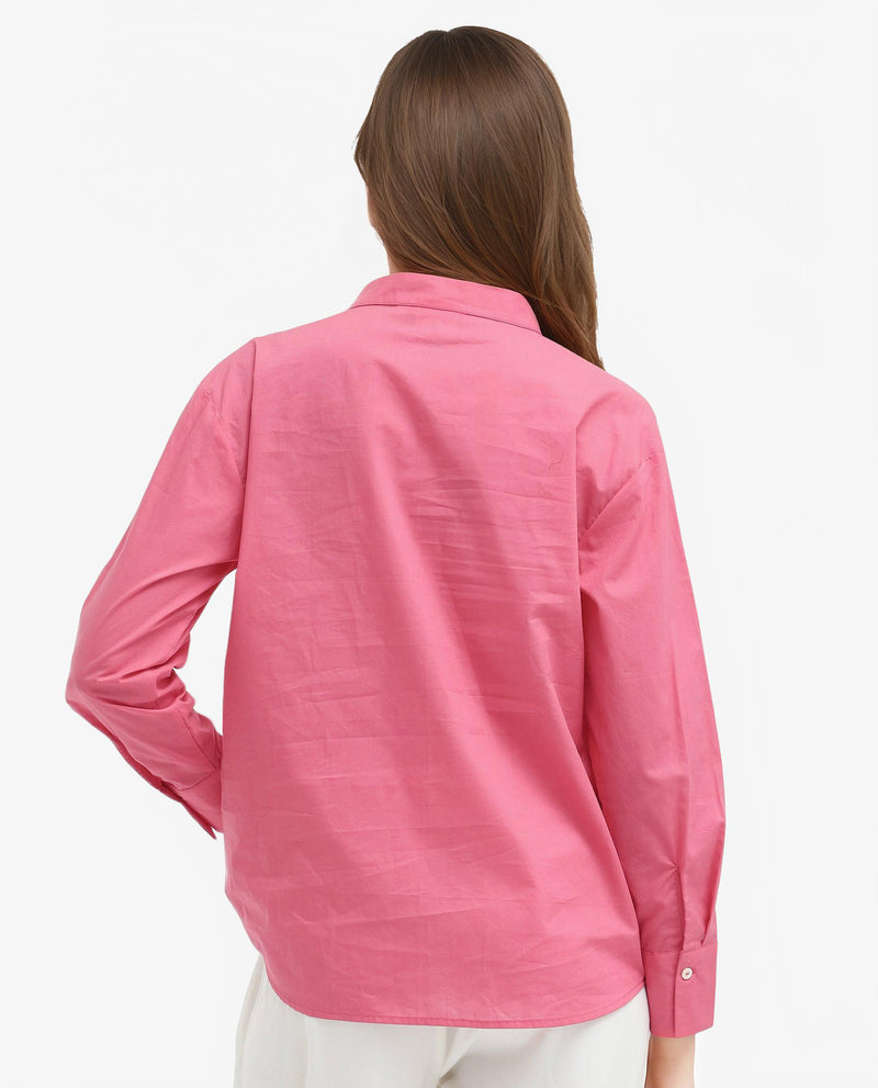 Rareism Women'S Aytac Light Pink Cotton Fabric Mandarin Collar Solid Shirt