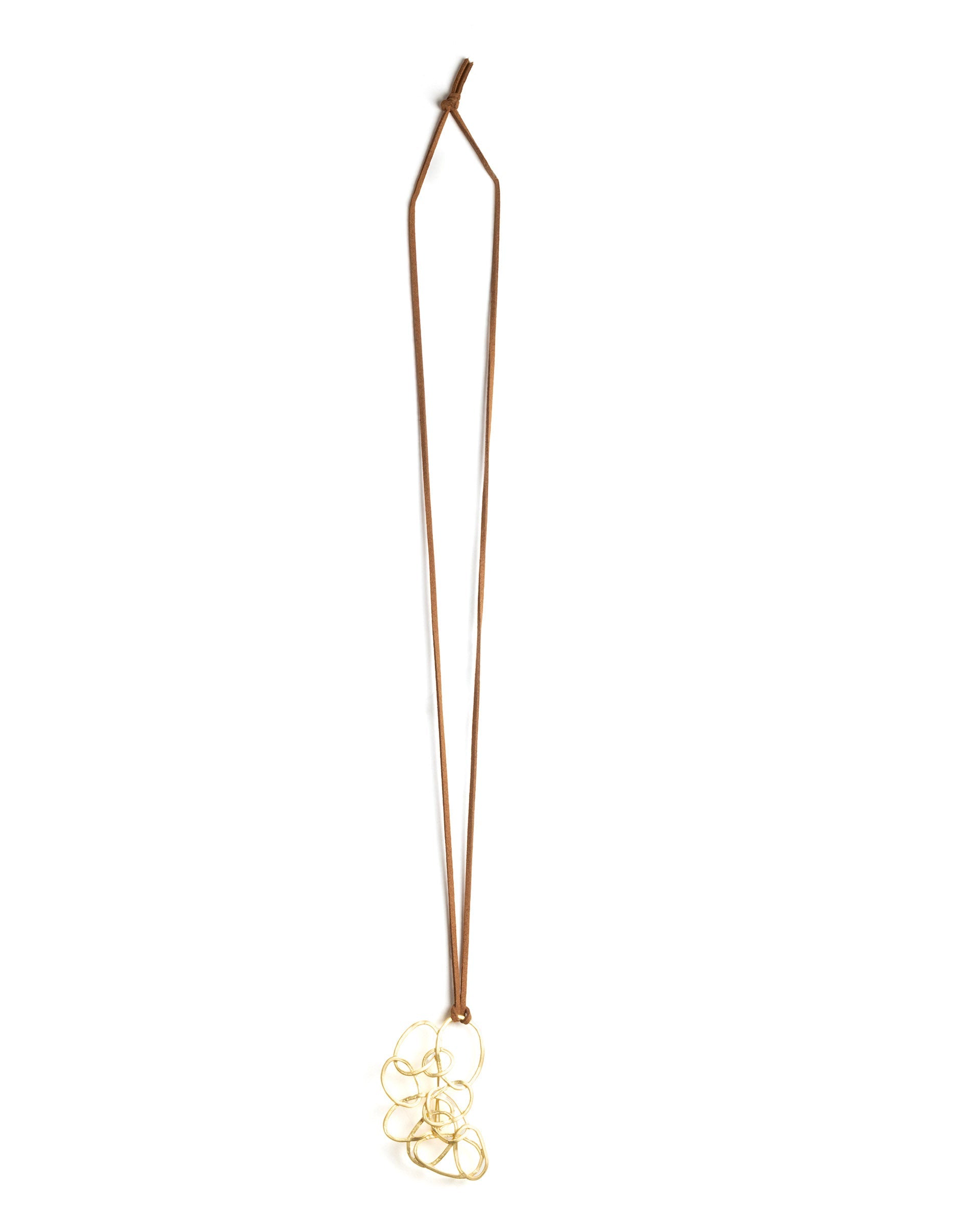 Rareism Women Abstract Gold Necklace Brooch