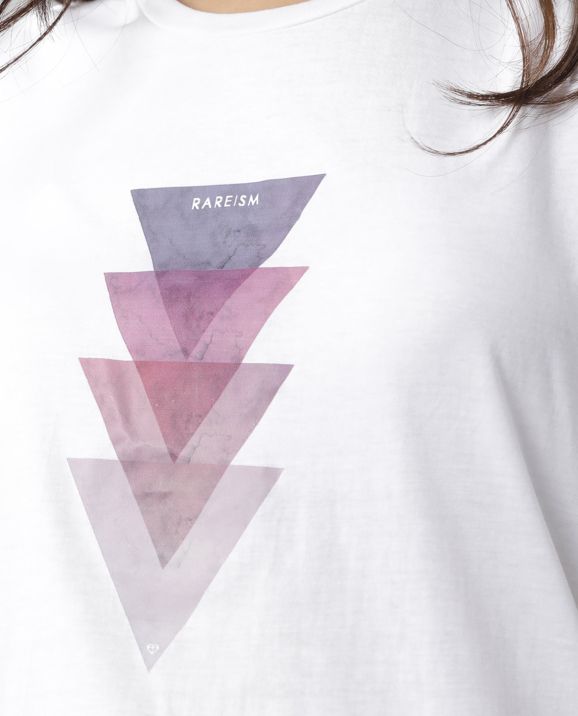 Rareism Womens Basic Tee 3 White T-Shirt Cotton Fabric Fitted Fit Short Sleeve Round Neck