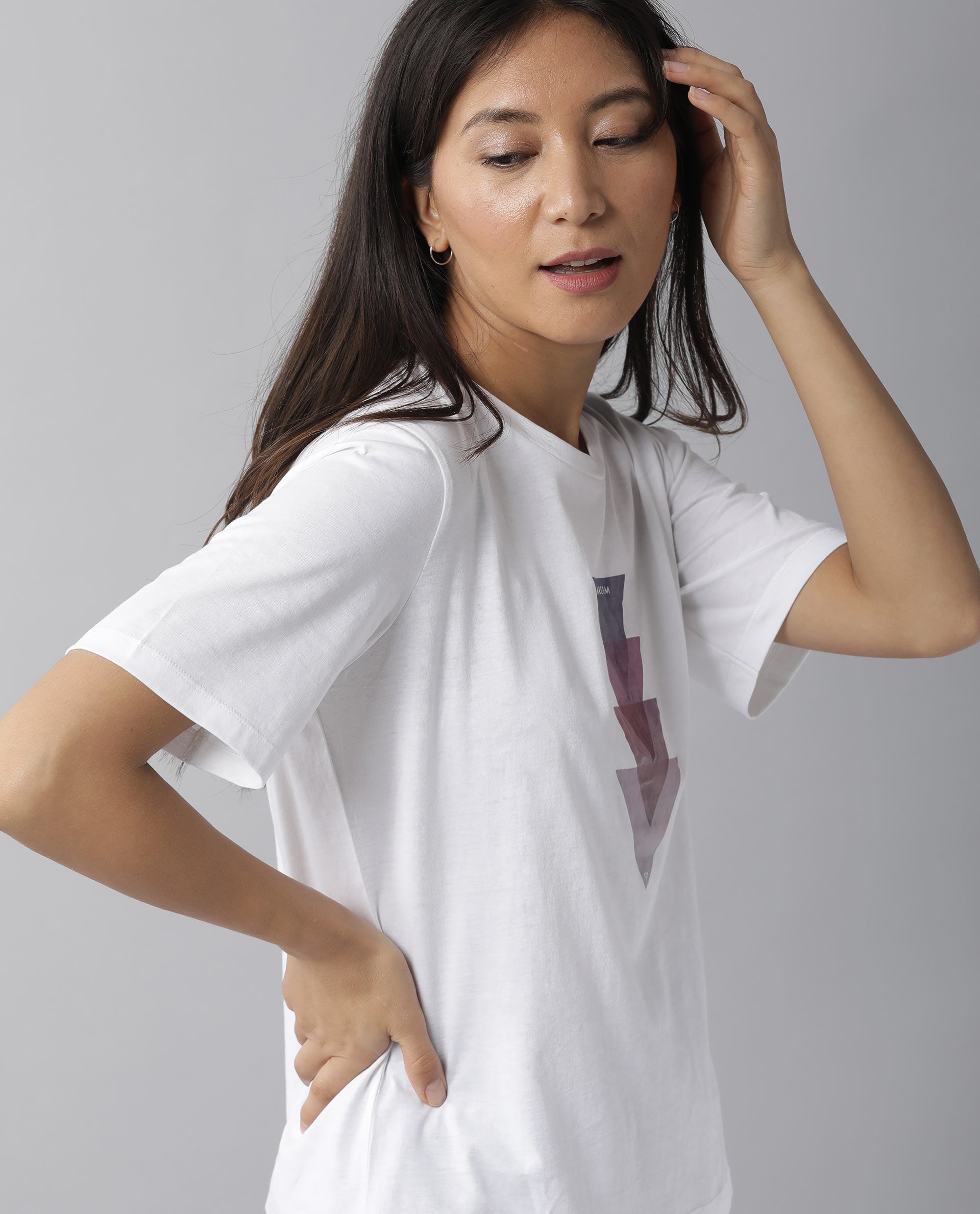 Rareism Womens Basic Tee 3 White T-Shirt Cotton Fabric Fitted Fit Short Sleeve Round Neck
