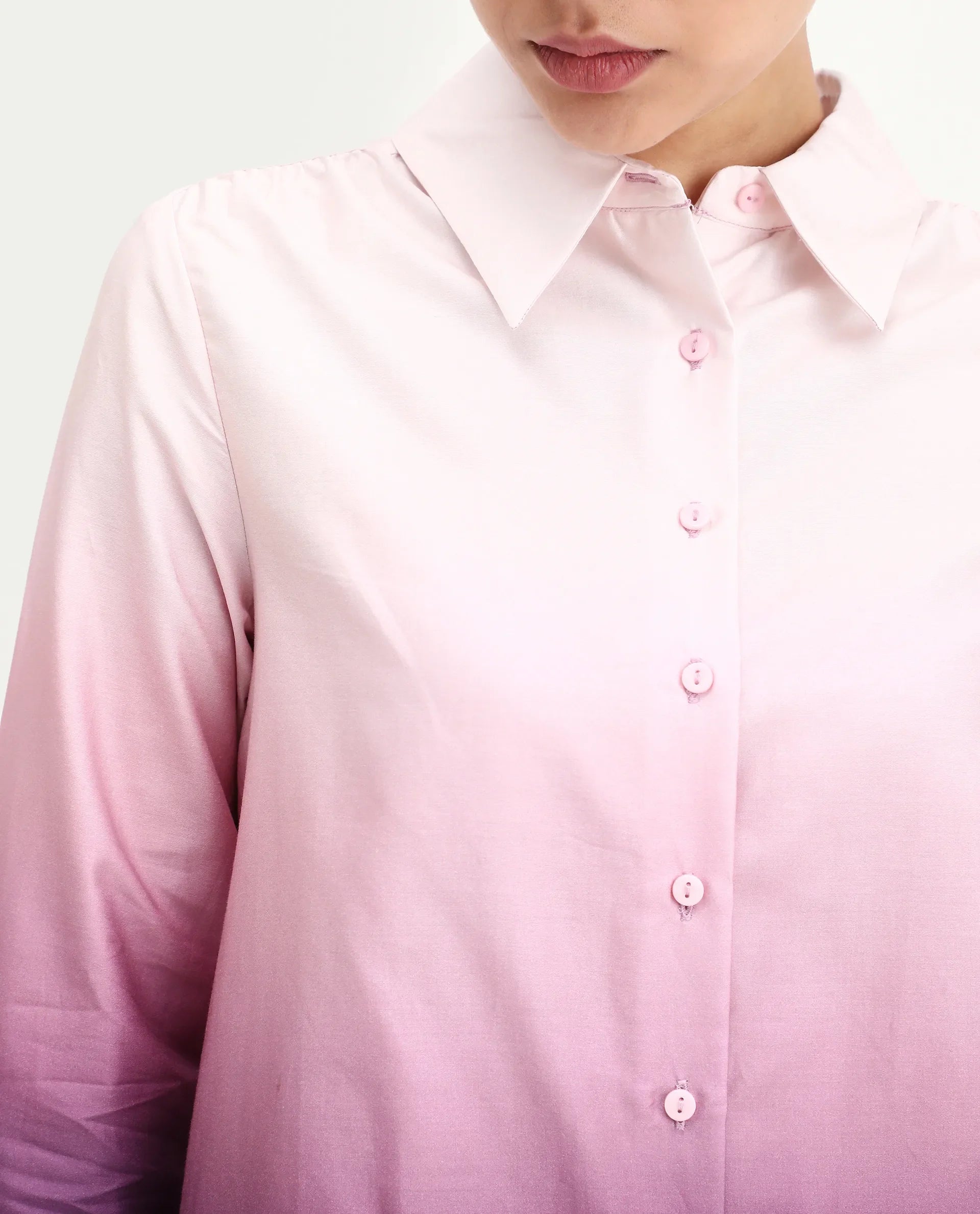 Rareism Women's Batim Purple Cotton Collared Neck Regular Fit Shirt