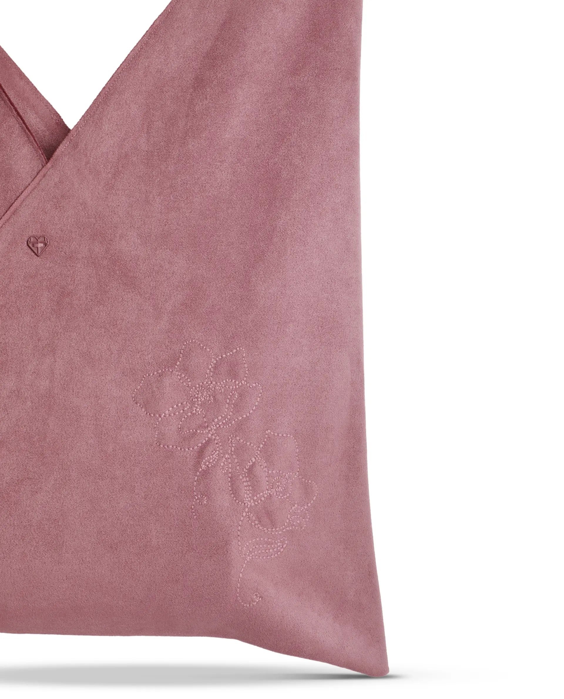 Rareism Women Bingo-1 Pink Suede Plain Bag