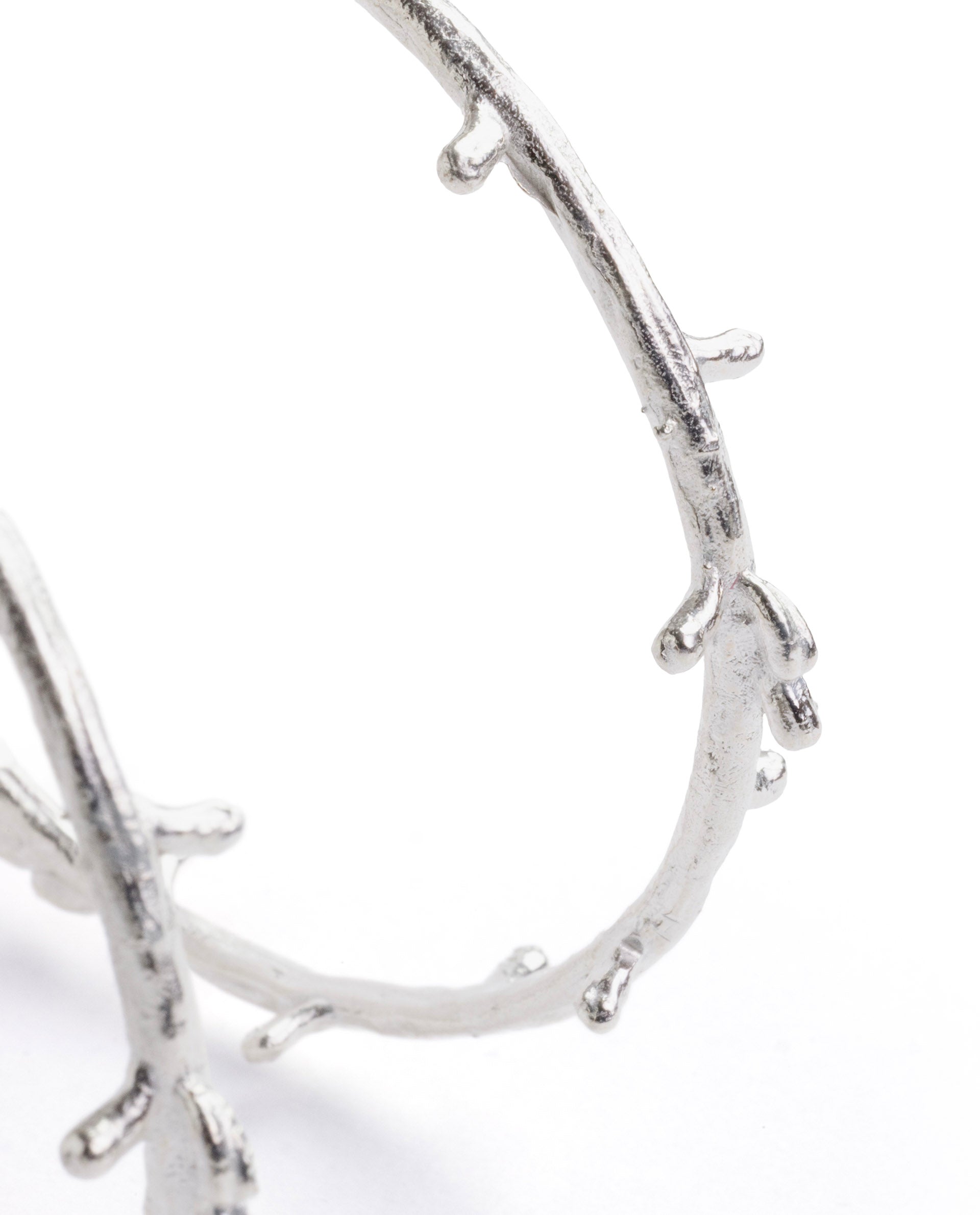 Rareism Women Branch White Silver Earring