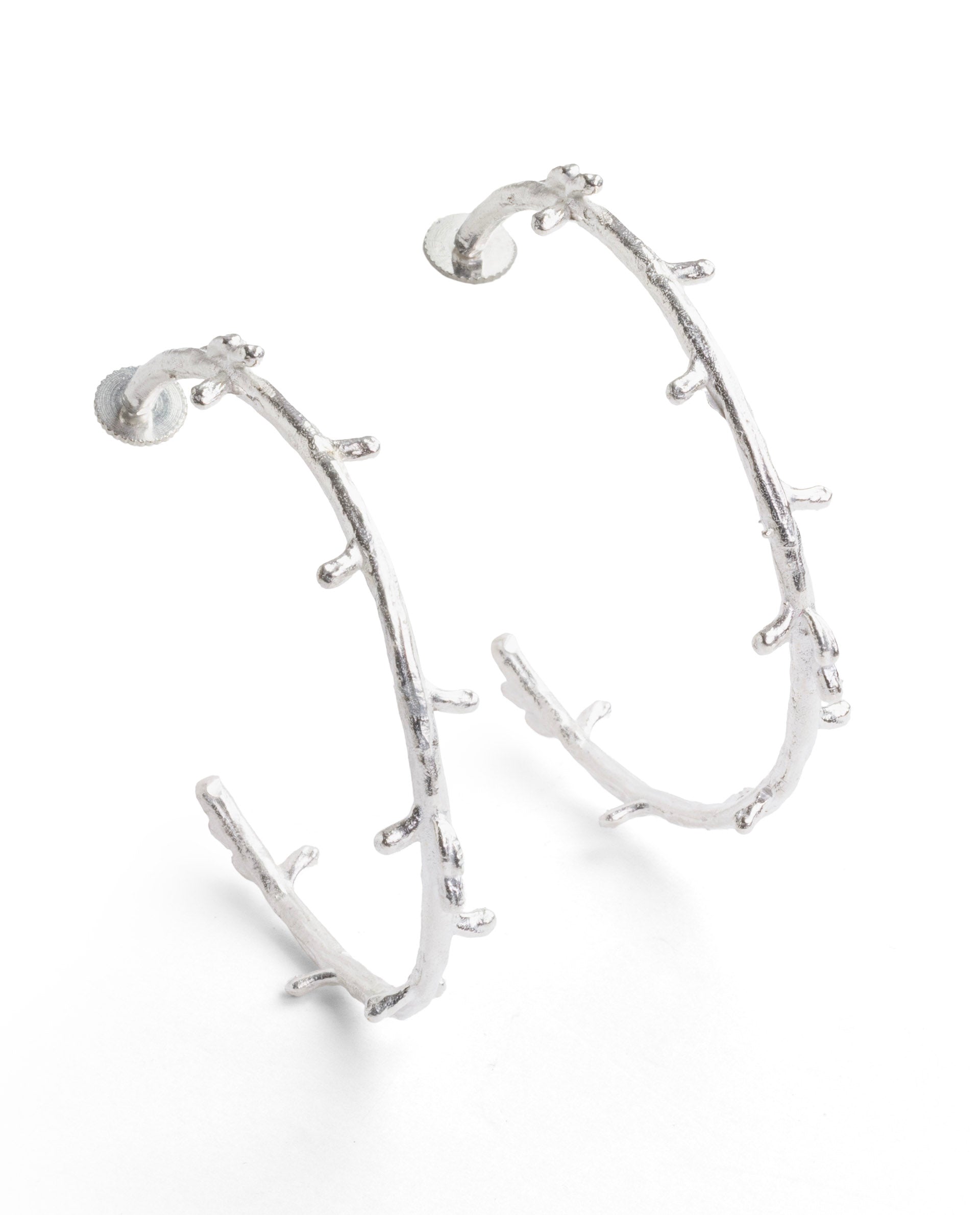 Rareism Women Branch White Silver Earring