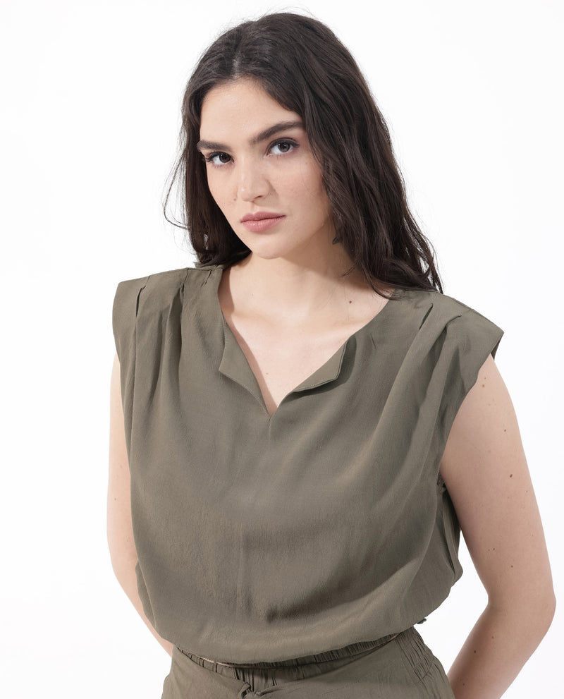 Rareism Women'S Extended Top With Front Slit Neck