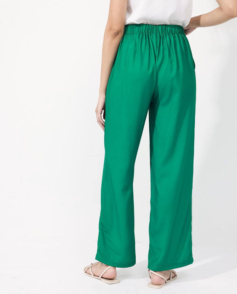 Rareism Women Buell Green Polyester Fabric Regular Length Trouser