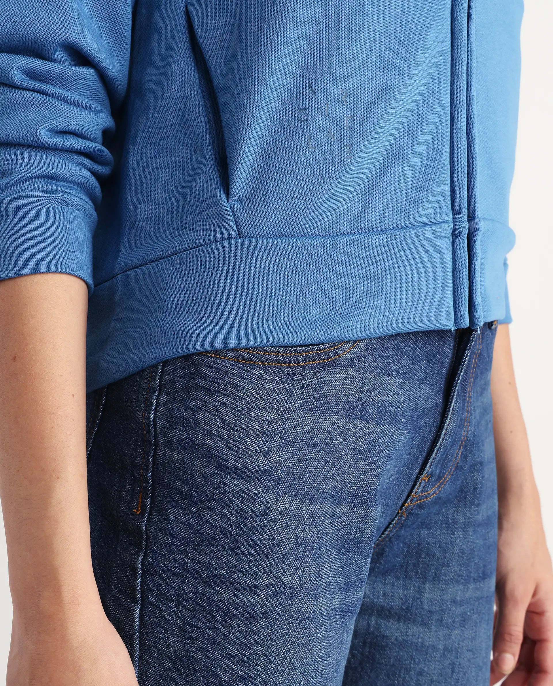 Rareism Women's Medium Weight Terry 290 Gsm Cotton Blend Hooded Plain Regular Fit Jacket