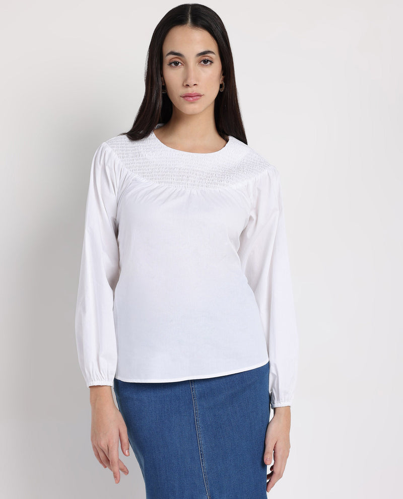 Rareism Women Cassius White Plain Top